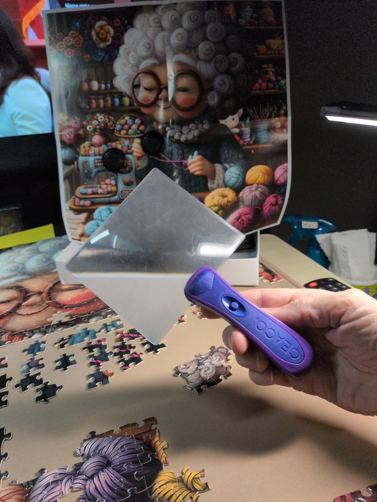 Ceaco Puzzle Scoop with LED Light & 3X Magnifier - Jigsaw Puzzle Accessory for Lifting & Moving Sections, Low Vision Aid, Puzzle Tool Gift for Adults & Seniors customer photo 1