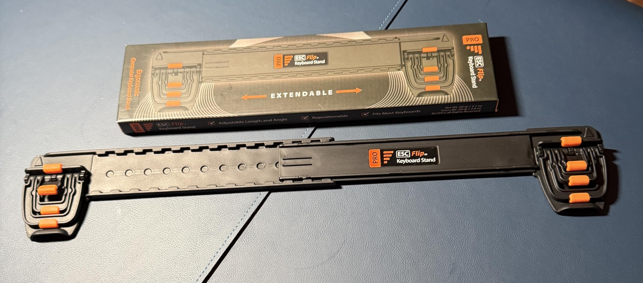 ESC Flip PRO Adjustable Keyboard Stand (3rd Gen) - Extendable Width for 100% Stability on Full-Size & Compact Keyboards - Reusable Micro-Suction Grip (Washable & No Glue) - Portable Folding Legs for Laptop & PC customer photo 1