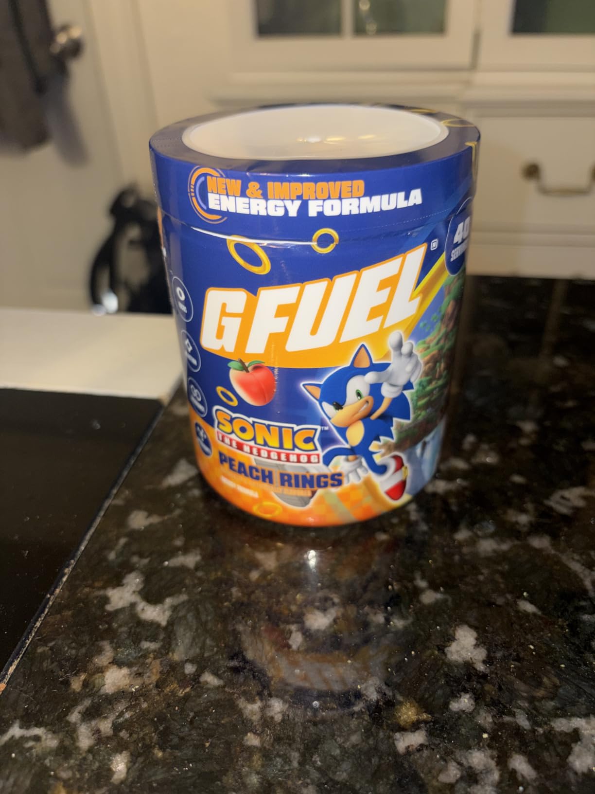 G Fuel Sonic 2.0 Energy Drink Powder, Pre Workout Caffeine Mix for Gaming, Sugar Free Focus Amino, Vitamin + Antioxidants, 9.8oz (Peach Ring Candy, 40 Servings) customer photo 1