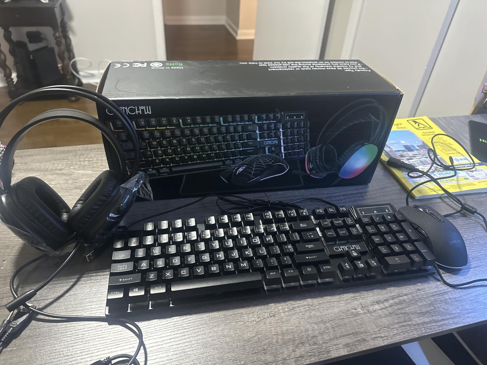 Gaming Keyboard Mouse Mousepad and Headset with mic Combo All in One USB Wired RGB Backlit Rainbow Side Button Gamer Bundle Set Compatible with PC Windows Xbox one PS4 PS5(Black) customer photo 1