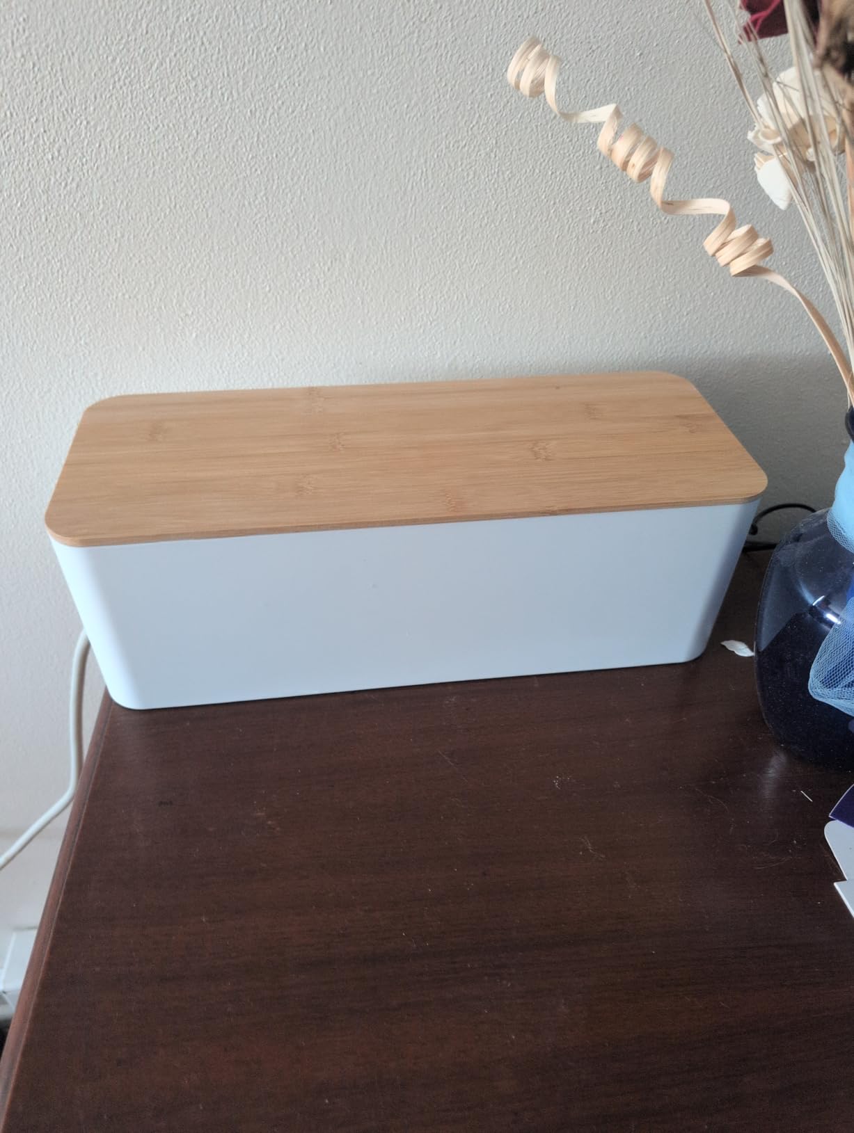 2 Pack Large Cable Management Box - Wooden Style Cord Organizer Box and Cover for TV Wires, Computer, Router, USB Hub and Under Desk Power Strip - Safe ABS Material and Baby-Pets Proof Lock (Black) customer photo 1