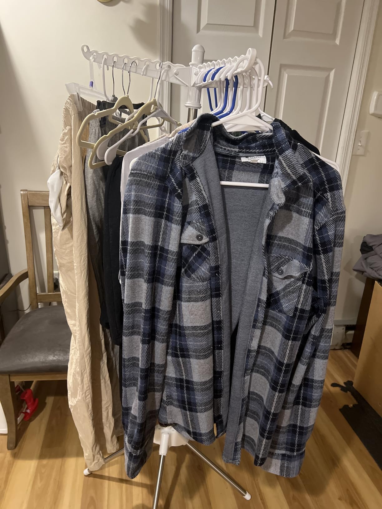 SONGMICS Clothes Drying Rack, 59-Inch Folding Laundry Drying Rack with 3 Rotatable Arms for Hangers, 4 Legs, Stainless Steel, for 27 Pieces of Clothes, White and Silver ULLR510W01 customer photo 2