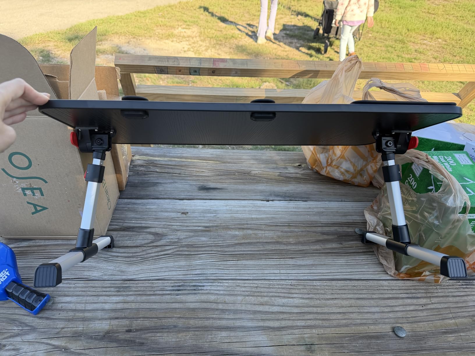 SAIJI Laptop Bed Tray Table, Adjustable Home Office Standing Desk Portable Lightweight Foldable Lap Desk for Sofa Couch Floor Working Studying Reading Writing Eating,Fit Up to 17