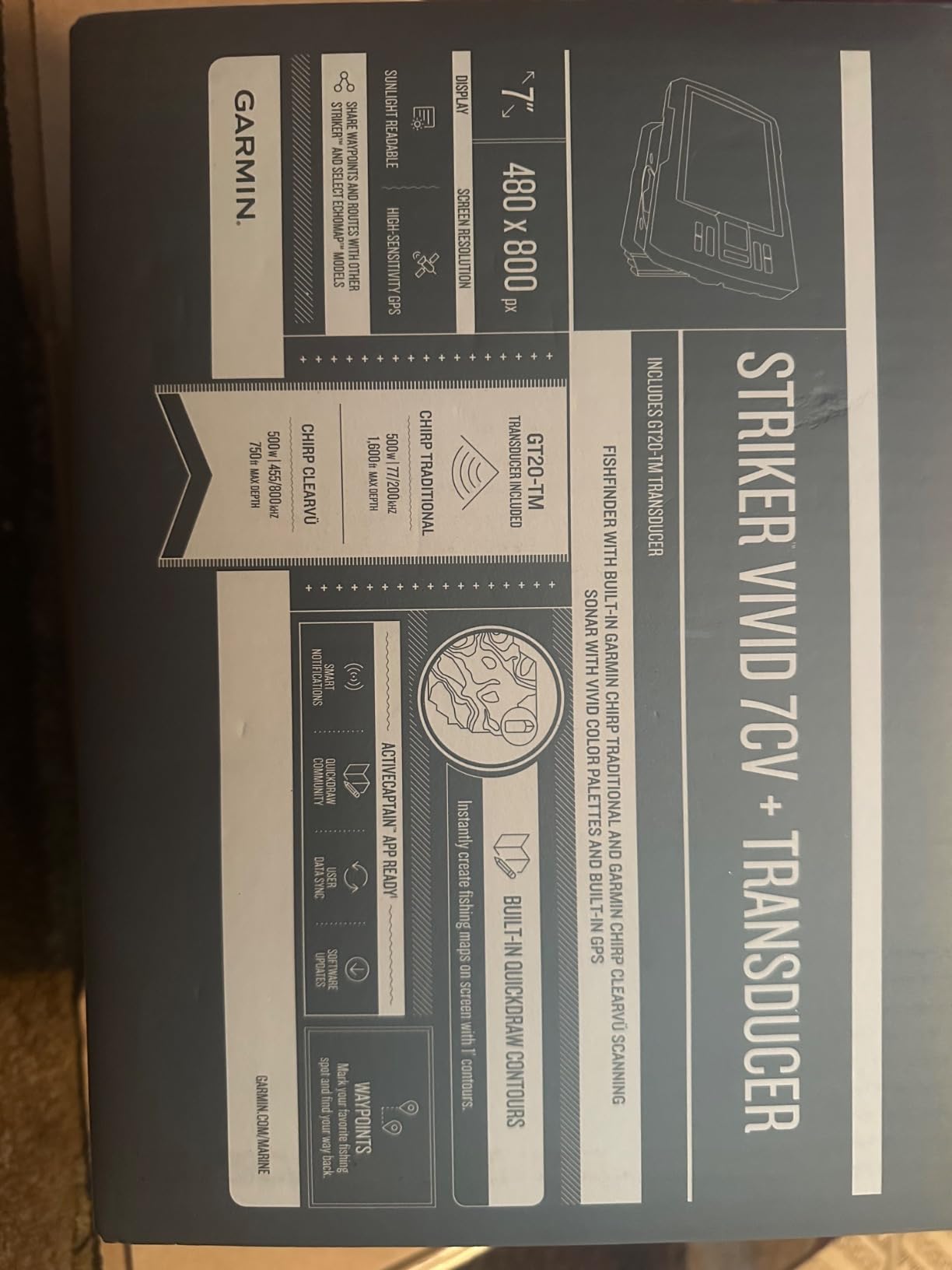 Garmin Striker Vivid 7cv, U.S. with GT20-TM Transducer - Easy-to-Use 7-inch Color Fishfinder and Sonar Transducer, Vivid Scanning Sonar Color Palettes (010-02552-00) customer photo 1
