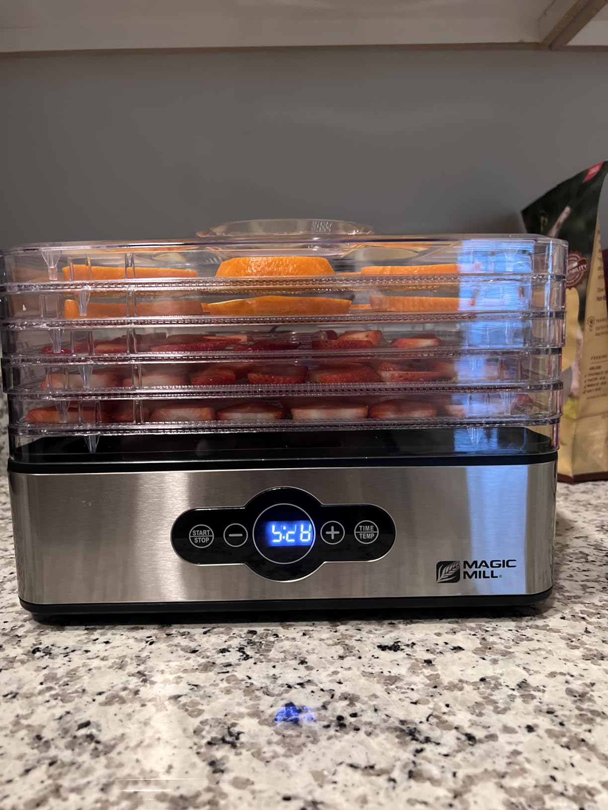 Magic Mill Food Dehydrator Machine | 5 Stackable Stainless Steel Trays, 48H Digital Adjustable Timer & Temperature Control Upto 167° Electric Dryer & Preserver for Jerky, Fruit, Dog Treats & Much More customer photo 1