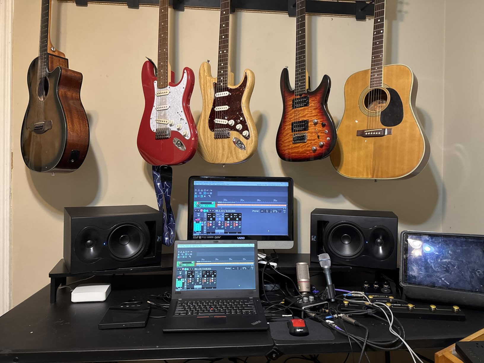 Nnewvante Monitor Stand Riser, 60 inch Large Bamboo Dual Monitor Stand for Desk, 3 Shelves Desktop Screen Riser with Adjustable Length Angle for Computer Laptop PC customer photo 1