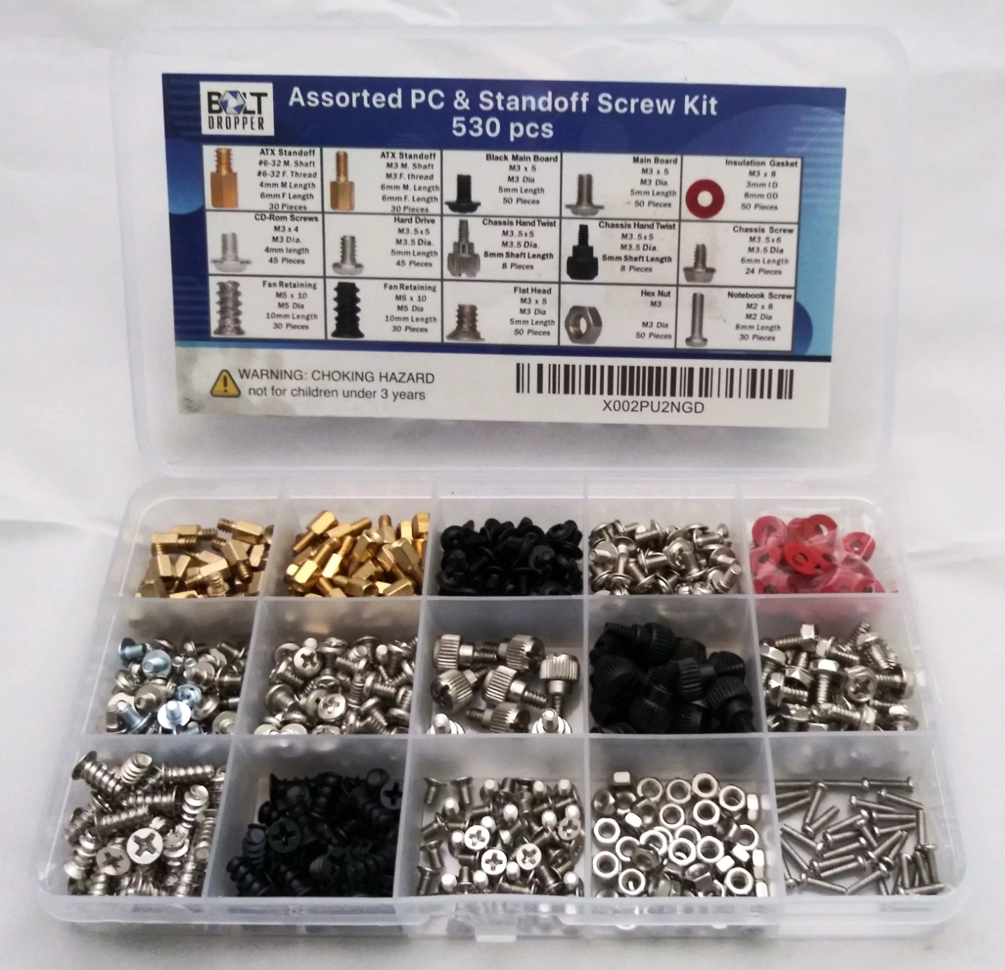 Bolt Dropper 502pcs Computer Screw Assortment Kit - Standoffs Screws for HDD Hard Drive, Fan, Chassis, ATX Case, Motherboard, Case Fan, Graphics, SSD, Spacer - DIY PC Installation and Repair Set customer photo 1
