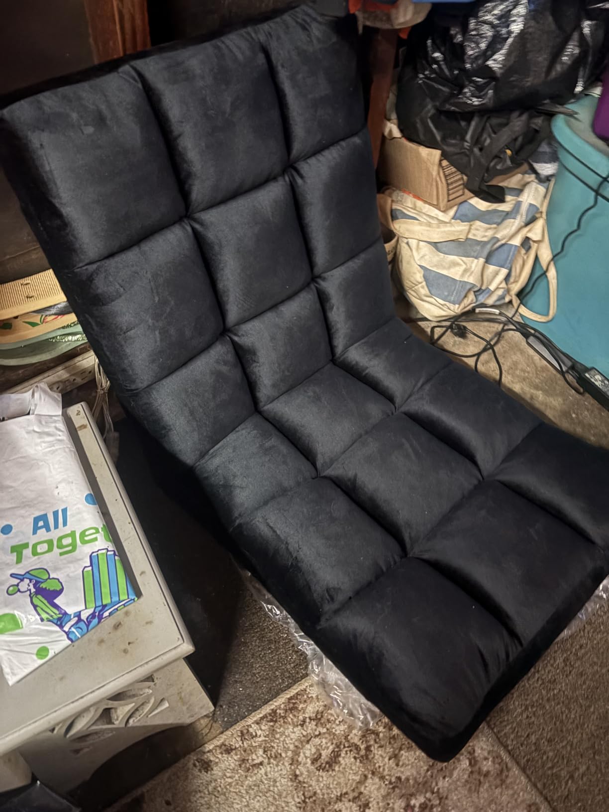 Yaheetech Floor Folding Chair with Back Support, Padded Folding Gaming Sofa Chair with 14 Adjustable Backrest, Adults Couch Recliner, Floor Seating Lounge Chair, Armless Meditation Chair, Gray customer photo 1