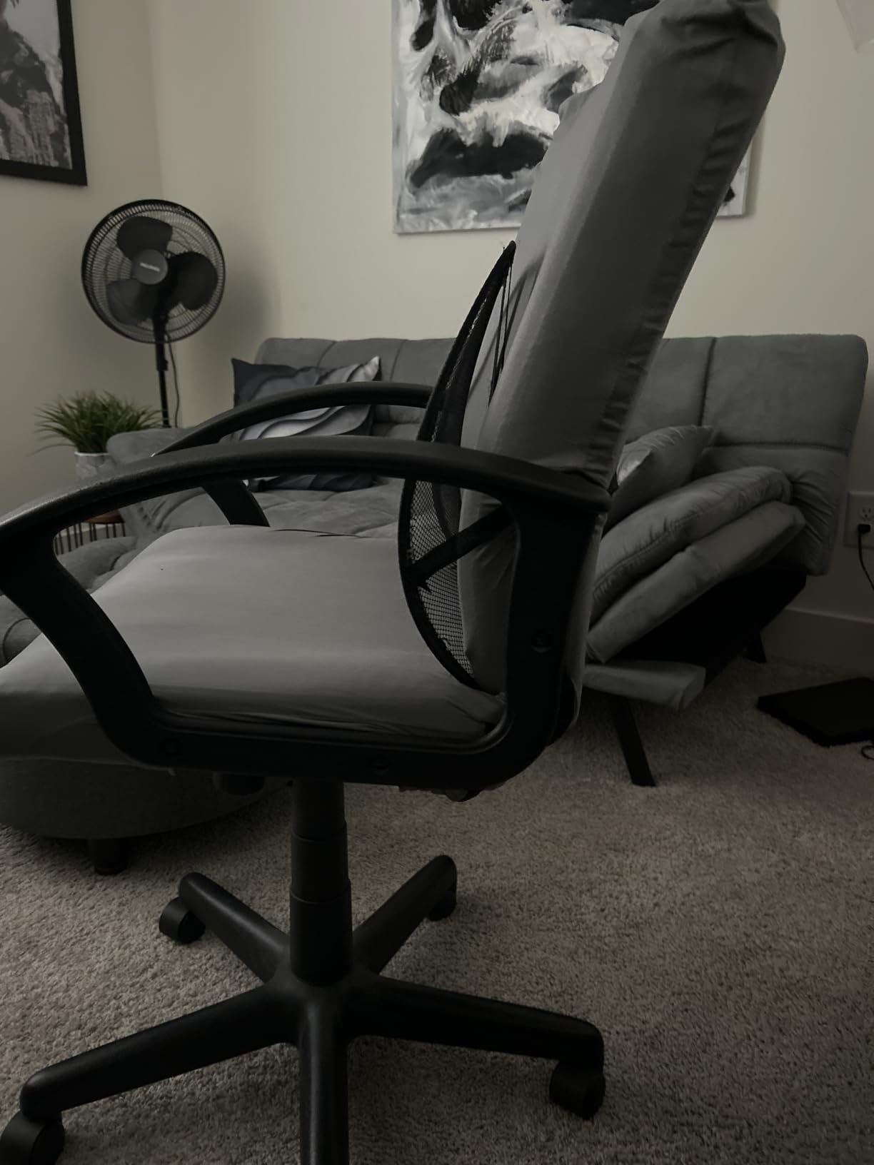 Water Resistant Stretch Computer Office Chair Cover with Durable Zipper Universal Washable Removable Spandex Rotating Boss Chair Slipcovers Anti-dust Soft Desk Chair Seat Protector for Dogs Cats Pets customer photo 1