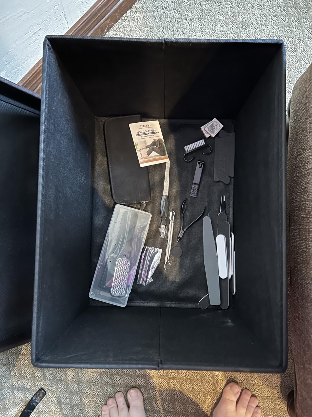 ALASDO Storage Ottoman Footrest Stool Small Ottoman with Storage Foldable Ottomans Foot Rest Footstool Bench for Living Room 17x13x13inches Grey customer photo 2