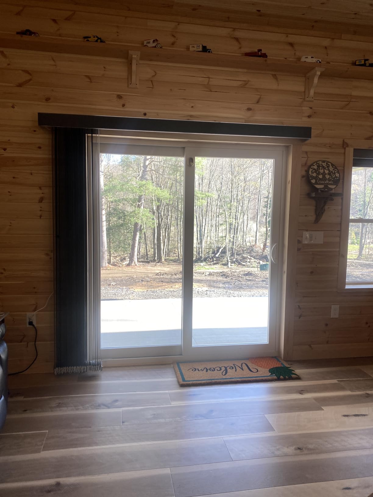 Graywind Motorized Vertical Blinds Compatible with Alexa Google Privacy Reversible Blackout Smart Vertical Blind Remote Control Track Slats Set for Patio Sliding Glass Doors, Width Up to 157