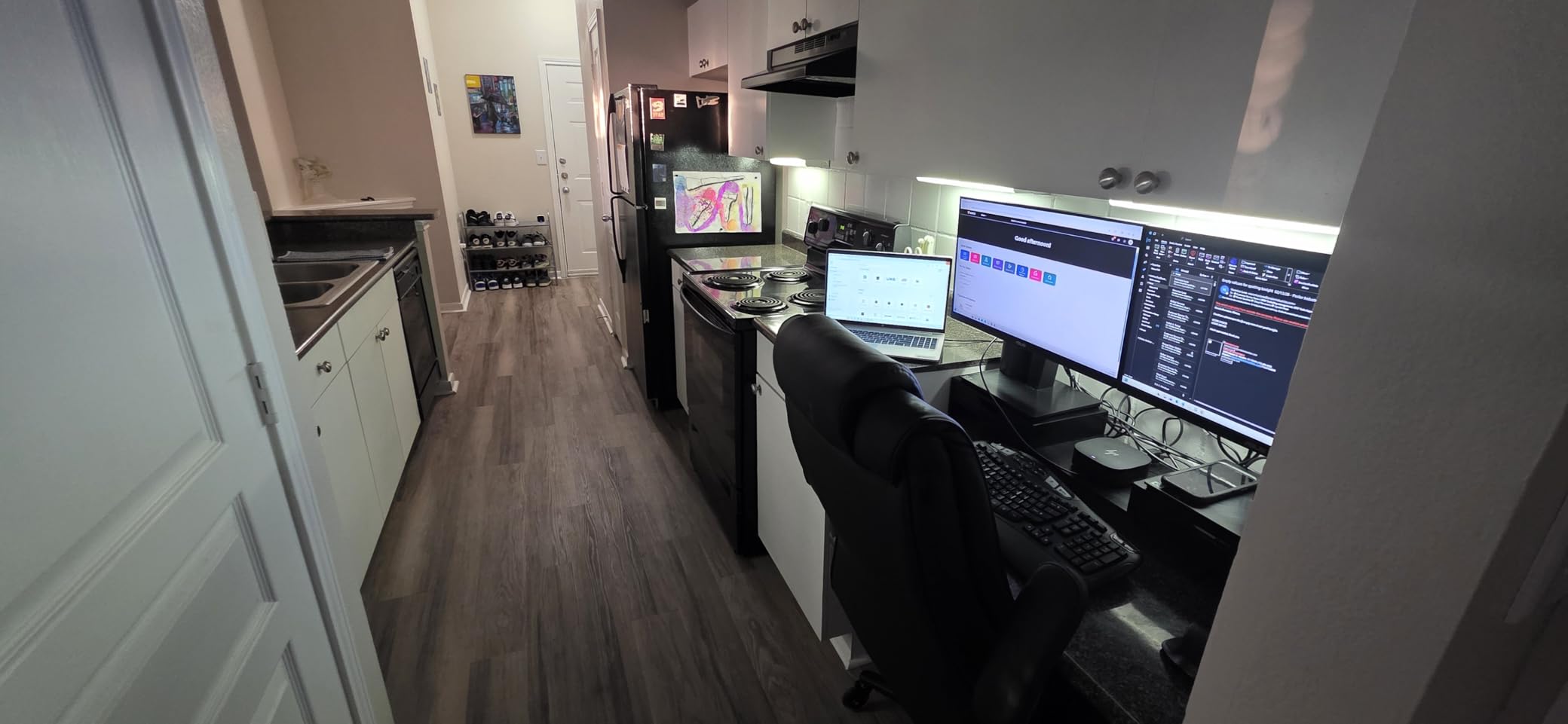 Dual Monitor Riser with Two Drawers for Desk, Bamboo Monitor Stand Riser with Storage, Desk Shelf for Computer, IMac & Laptop, No Assembly Required, Black customer photo 1