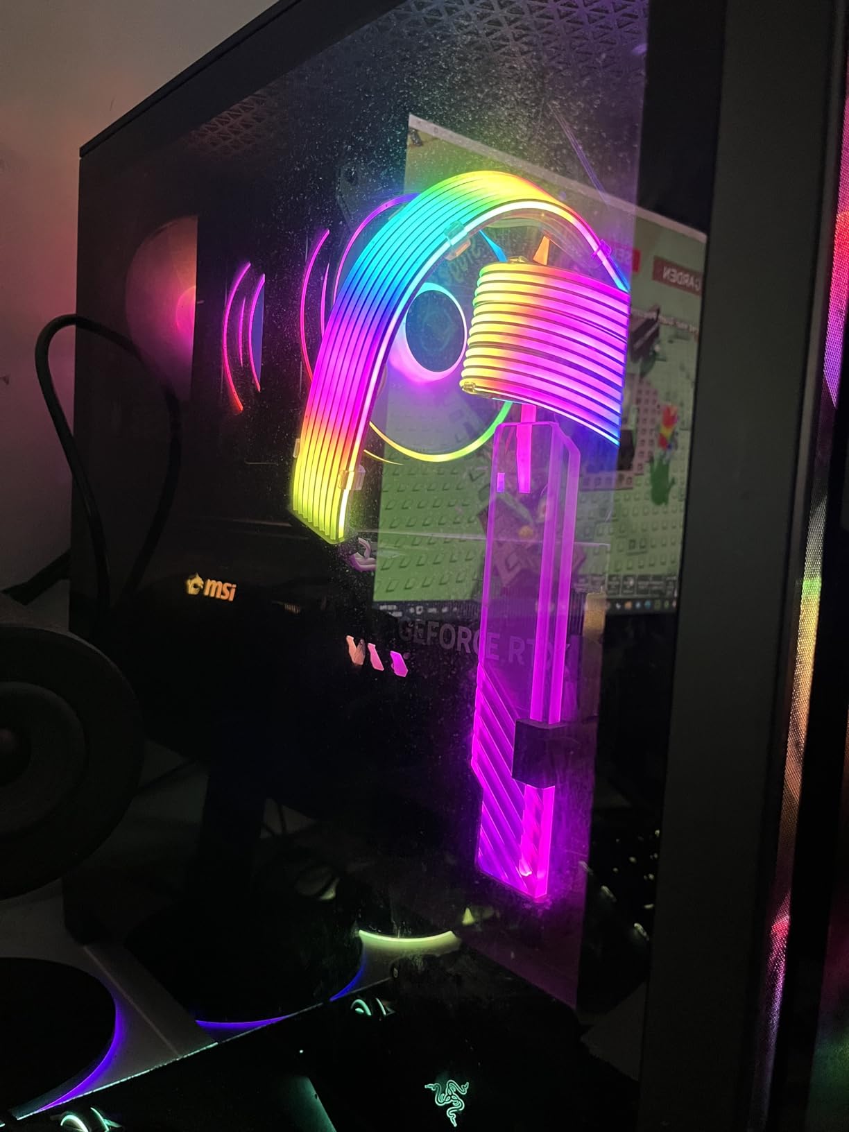 MasterAccessory ARGB GPU Support Bracket, Edge-Lit ARGB Tempered Glass, Universal GPU Bracket, Multiple Orientations (MCA-U000R-GSBTG-00) customer photo 1