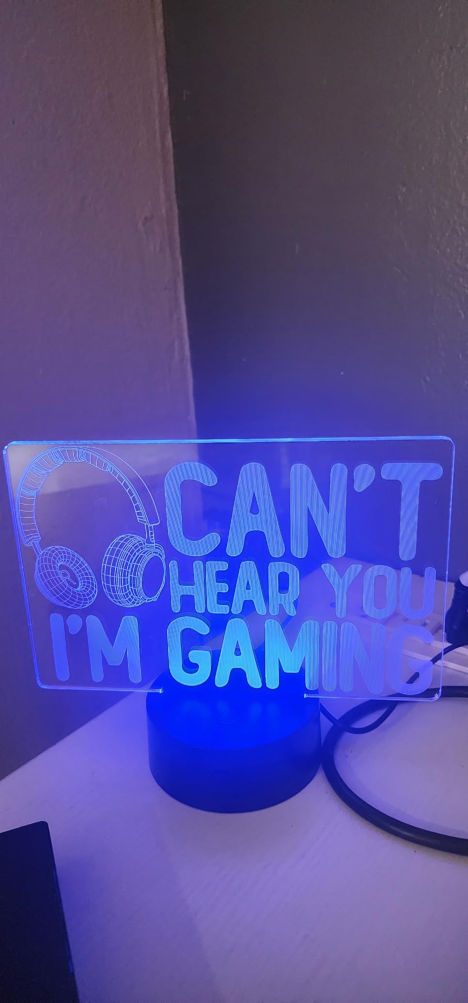 YuanDian Can't Hear You I'm Gaming Night Light, Headset Graphic Video Games Gamer Gift Funny 3D Illusion Lamp 16 Colors Changing Touch & Remote Control for Men Gamers Teenagers and Kids customer photo 1