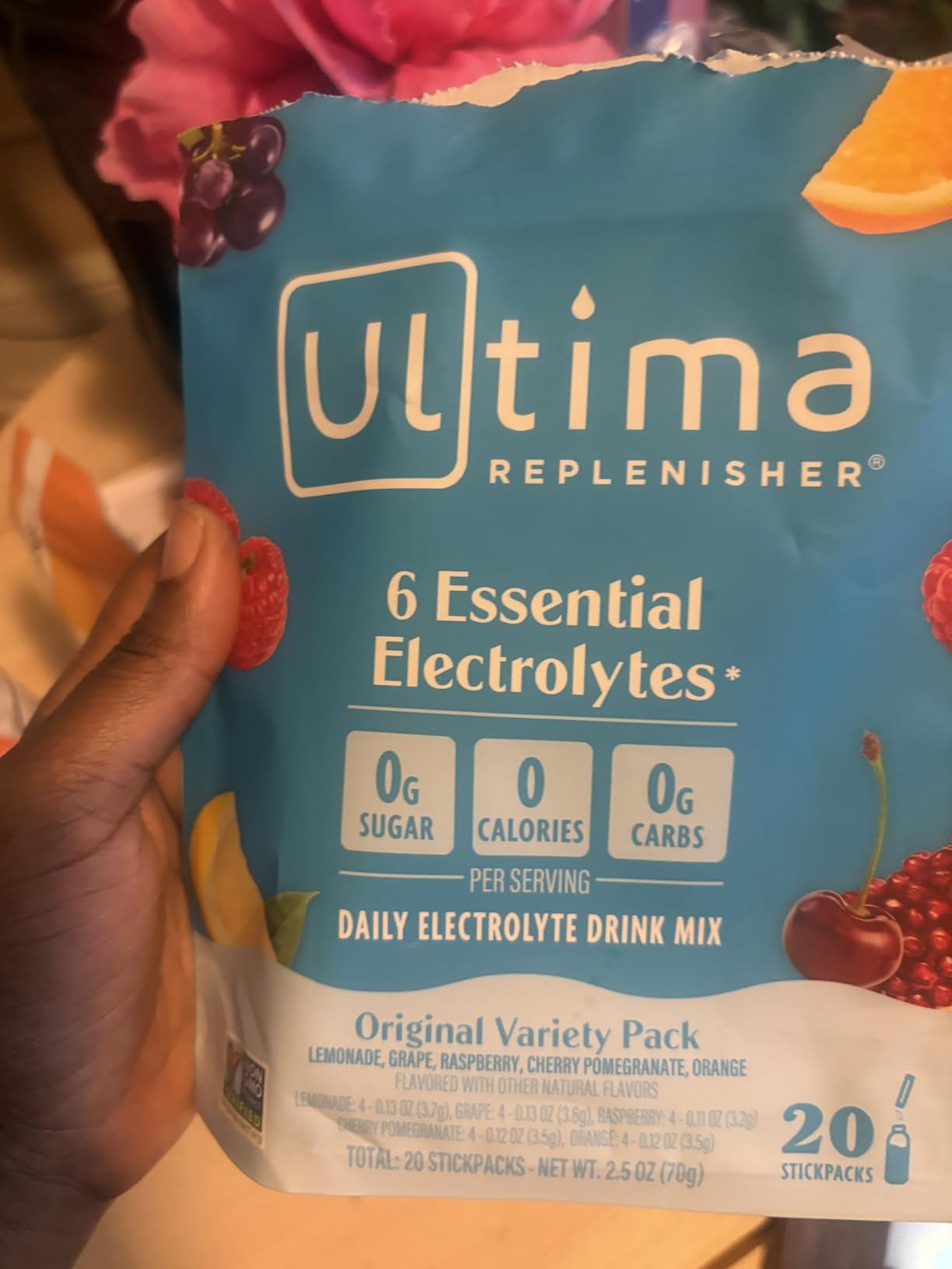 Ultima Replenisher Daily Electrolyte Powder - Original Variety Pack, 20 Stickpacks - Zero Sugar Hydration Packets with 6 Electrolytes and Minerals - Sugar Free, Plant Based & Keto Friendly Drink Mix customer photo 1