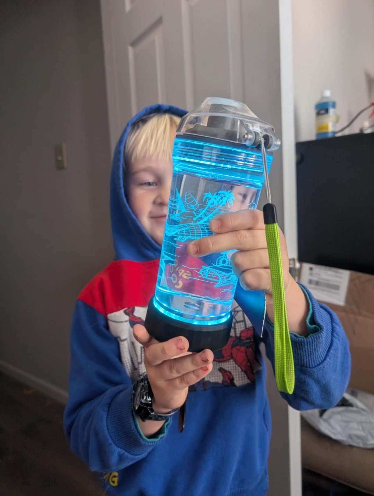 Ammonite Gamepad Kids Water Bottle,14 oz Water Bottles with 3D Glowing LED Light & 7 Colors Change, BPA Free Reusable Water Cup with Lanyard, Easy Clean for Gaming Decor Gamer Lover Sports customer photo 1