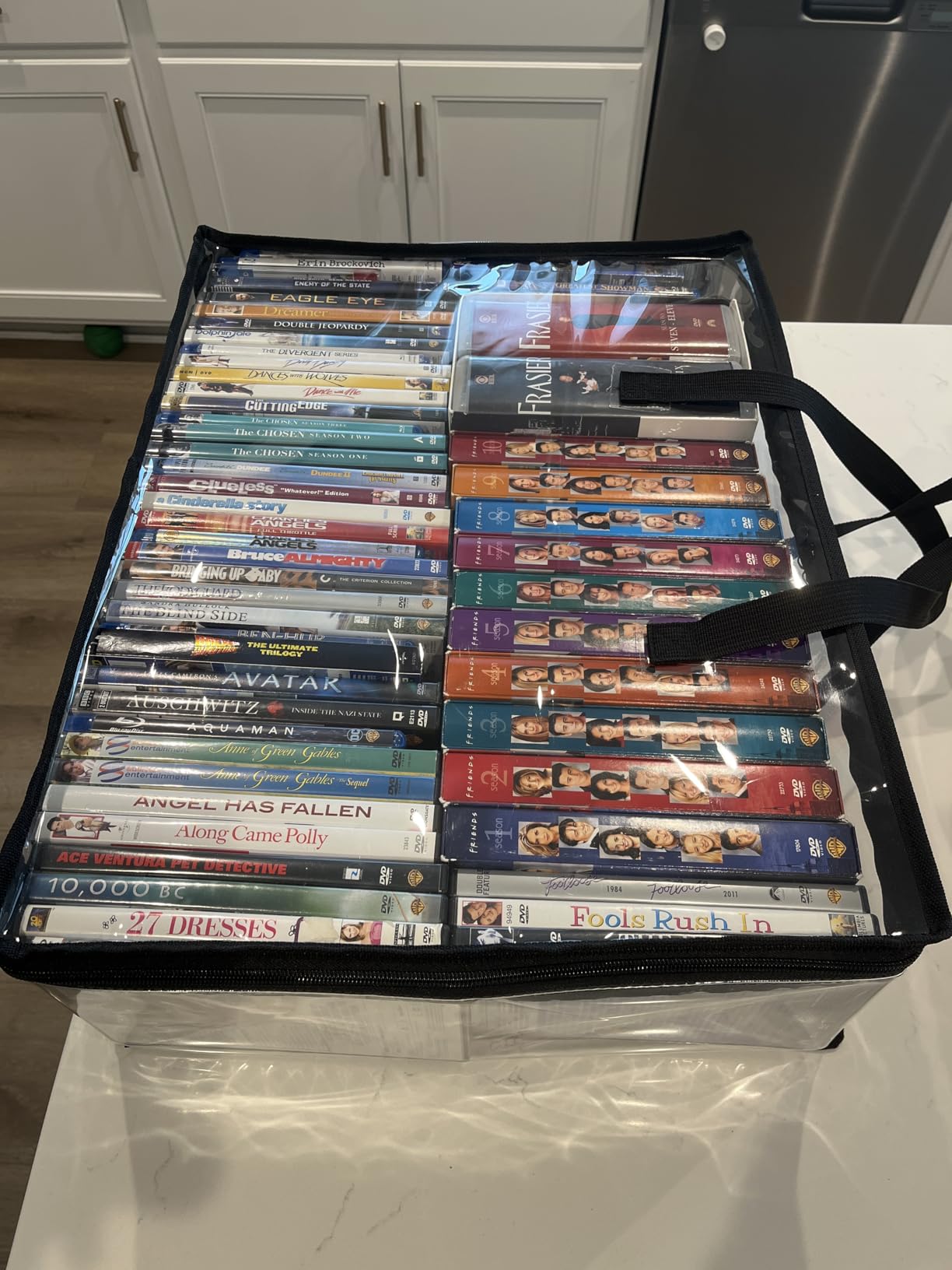 Besti Blu Ray Case Holder Organizer, Set of 2 Clear Plastic Bags with Handles for Storing Blurays, DVDs, CDs, Storage Bags for Video Game Cases customer photo 1