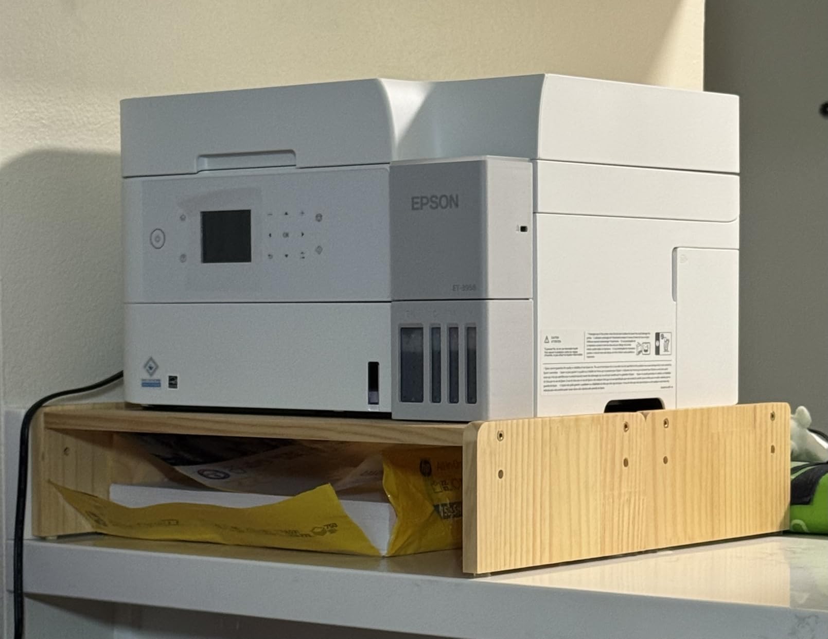 KINLINK Solid Wood Monitor Stand Riser, Monitor Riser with 2 Adjustable Height, 15.8 inch Computer Riser for Computer, iMac, PC, Printer, Computer Monitor Stand for Home & Office, Natural customer photo 1