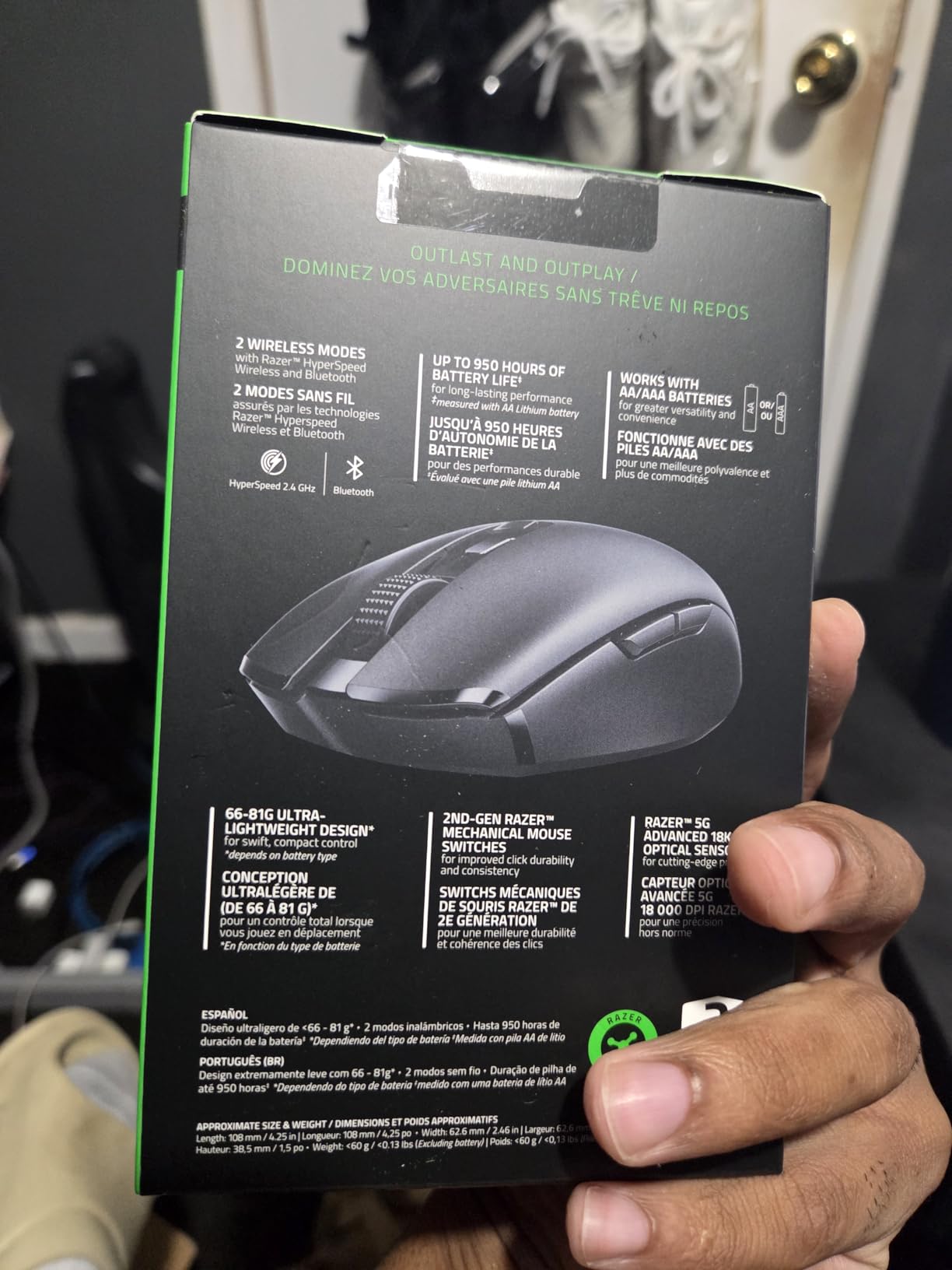 Razer Orochi V2 Mobile Wireless Gaming Mouse: Ultra Lightweight - 2 Wireless Modes - Up to 950hrs Battery Life - Mechanical Mouse Switches - 5G Advanced 18K DPI Optical Sensor - Classic Black customer photo 1