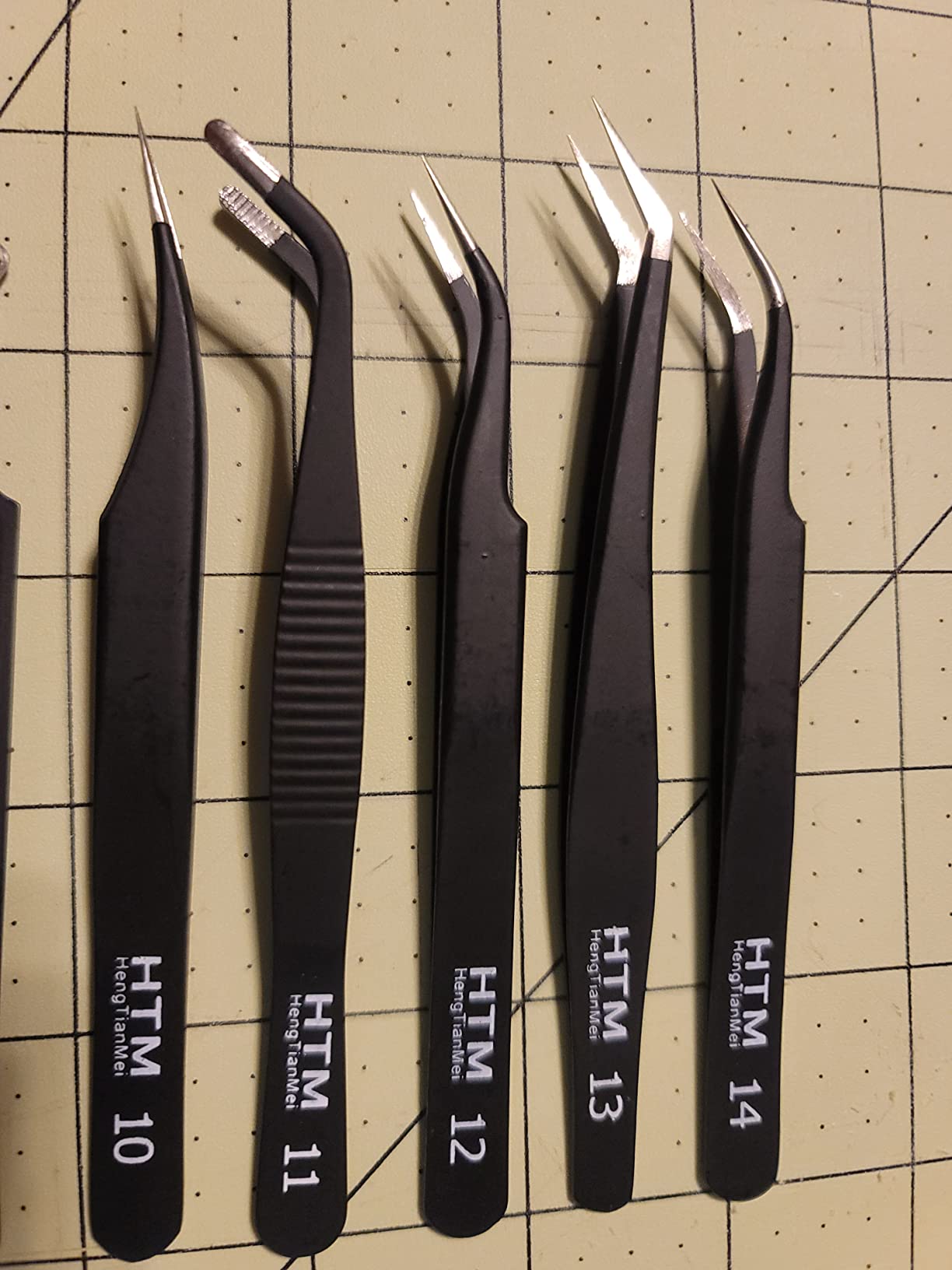 HengTianMei Precision Tweezers Set, ESD Anti-Static Stainless Steel Tweezers Set for Craft, Jewelry, Electronics, Laboratory Work (14 PCS) customer photo 2