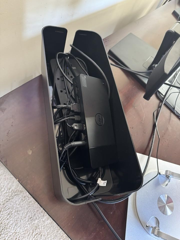 Cable Management Box, Large Cord Organizer Box to Hide Power Strip & Under Desk,TV Computer Wires Cable Organizer Hider Box with Cable Clips&Reusable Cable Ties for Home/Office(Black) customer photo 1