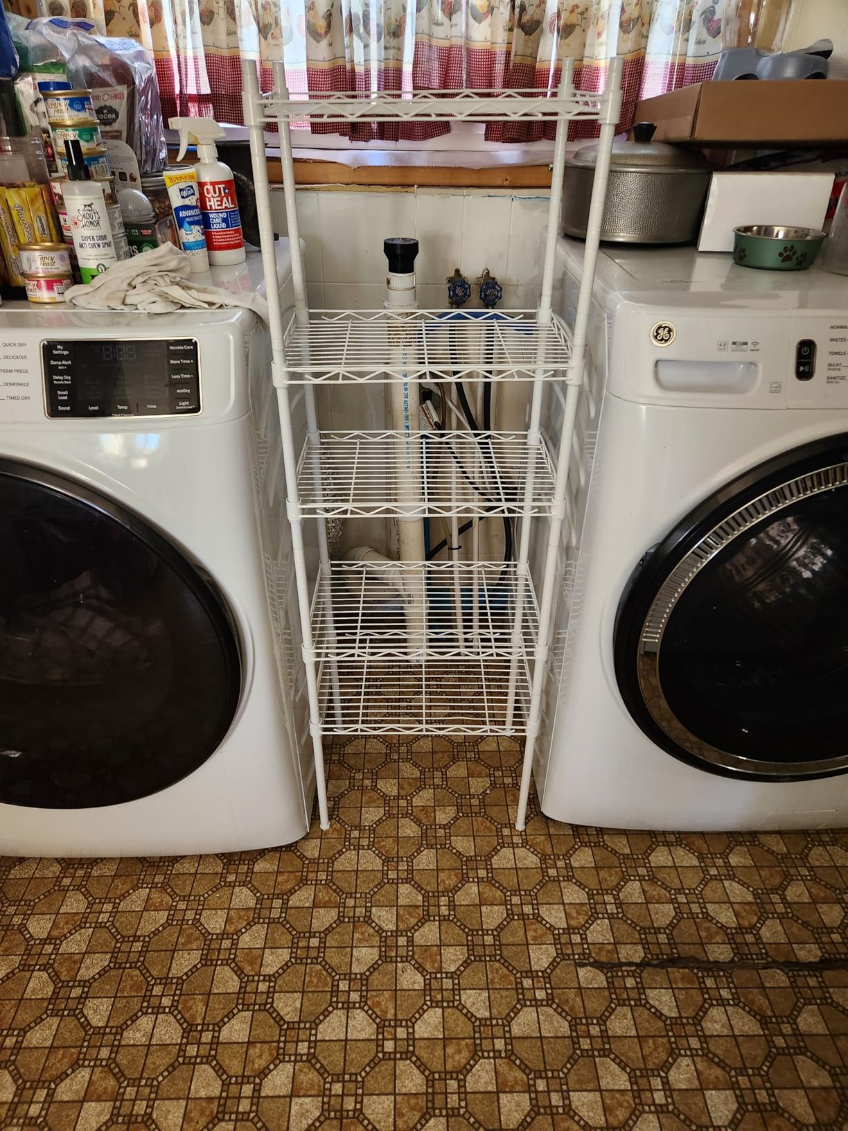 REGILLER 5-Wire Shelving Metal Storage Rack Adjustable Shelves,Standing Storage Shelf Units for Laundry Bathroom Kitchen Pantry Closet(Black,11.8