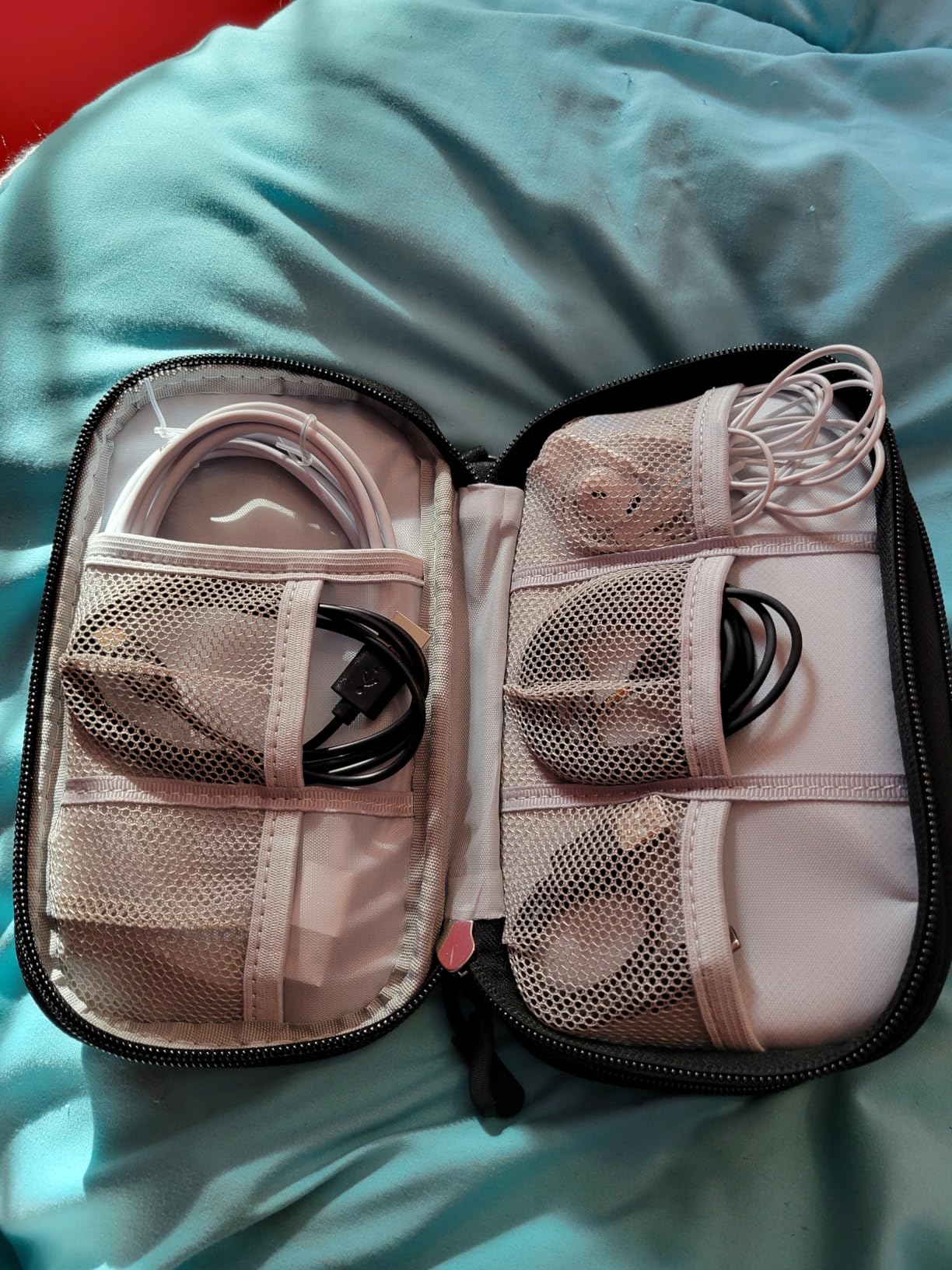 FYY Travel Cable Organizer Pouch Electronic Accessories Carry Case Portable Waterproof Double Layers All-in-One Storage Bag for Cord, Charger, Phone, Earphone Black customer photo 1