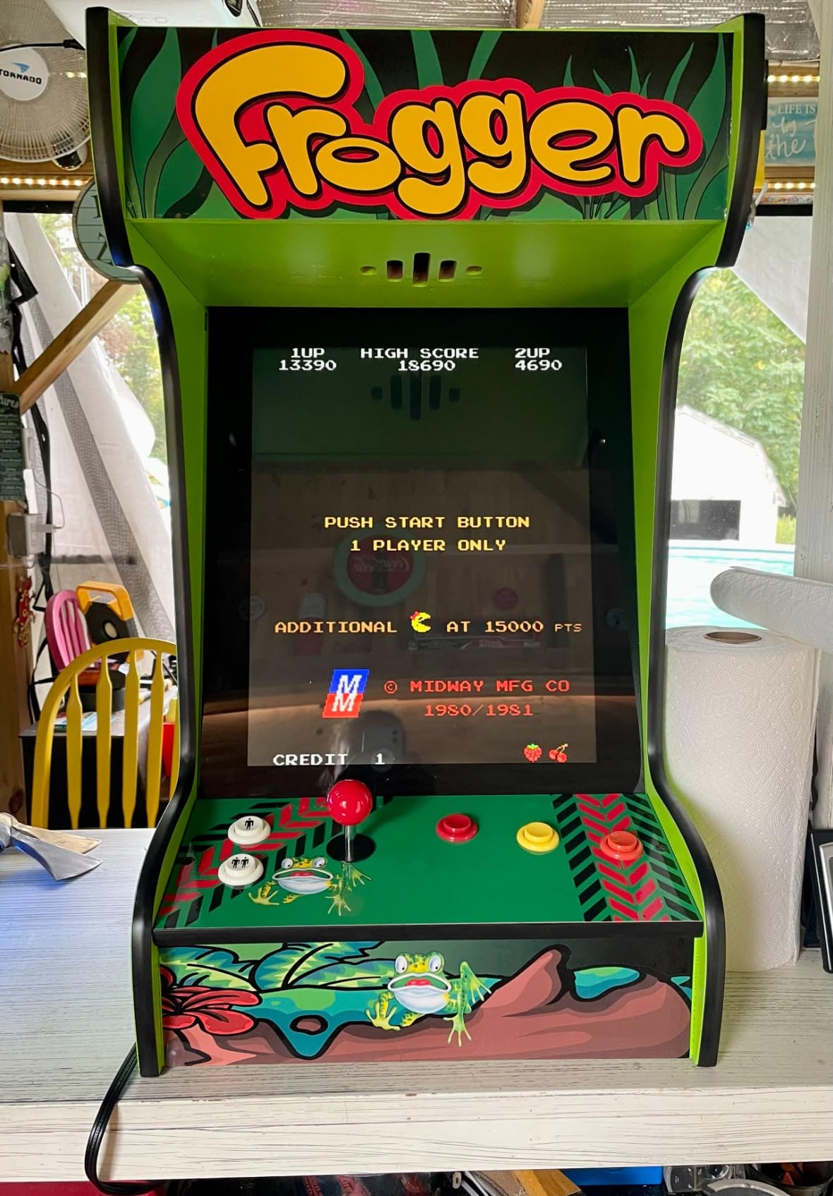 Doc and Pies Arcade Factory Classic Home Arcade Machine - Tabletop and Bartop - 412 Retro Games - Full Size LCD Screen, Buttons and Joystick (Green) customer photo 1