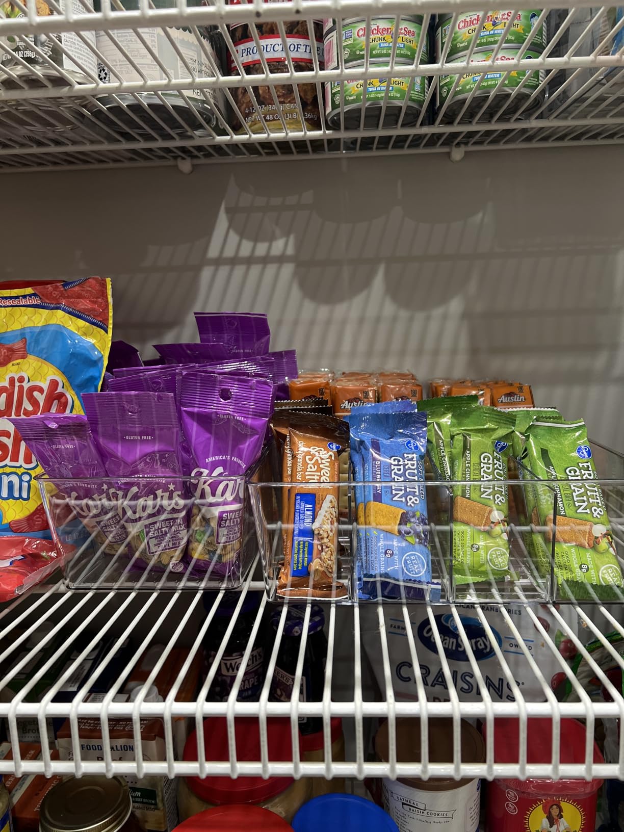 Vtopmart 4 Pack Food Storage Organizer Bins, Clear Plastic Bins for Pantry, Kitchen, Fridge, Cabinet Organization and Storage, 4 Compartment Holder Packets, Snacks, Pouches, Spice Packets customer photo 2