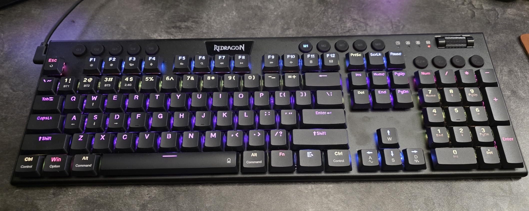 Redragon K618 PRO 3-Mode Wireless RGB Mechanical Keyboard, BT/2.4Ghz/Wired Low Profile Win/Mac Gaming Keyboard w/Ultra-Thin Design, Dedicated Media Control & Linear Red Switch customer photo 1