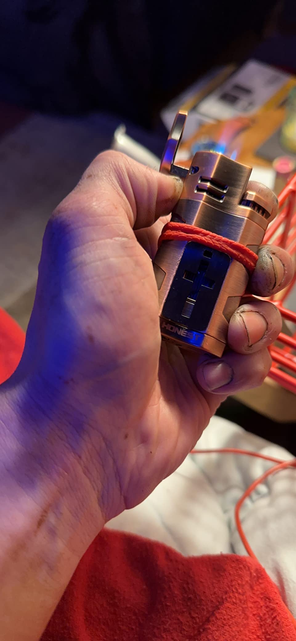 Metal Lighter Triple Jet Flame Refillable Butane Cigar Lighters Windproof Lighter with Cigar Punch Rest Holder - Butane Not Included (Red Copper) customer photo 1