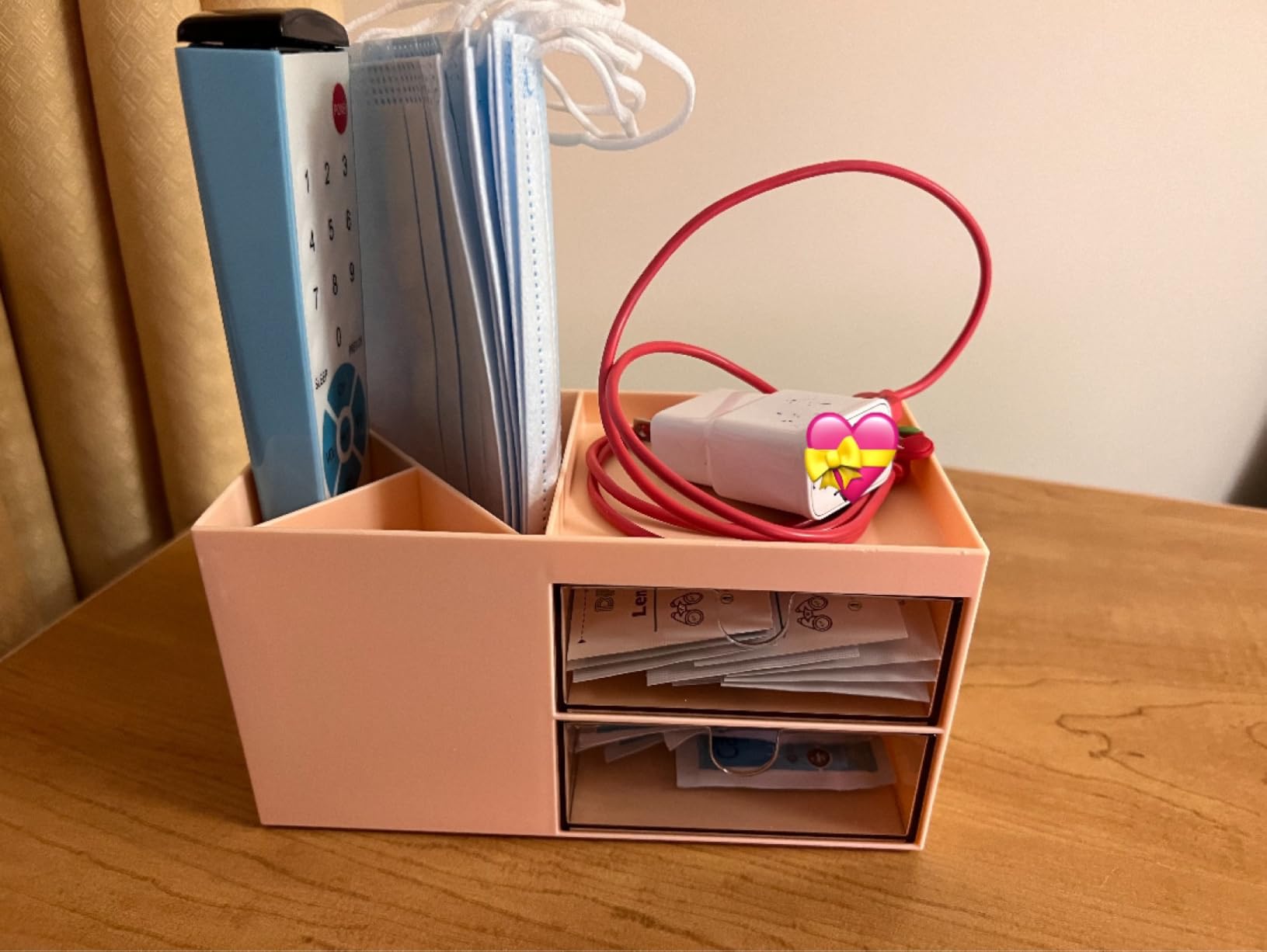 LETURE Office Desk Organizer with drawer, Office Supplies and Desk Accessories, Business Card/Pen/Pencil/Mobile Phone/Stationery Holder Storage Box (White) customer photo 2