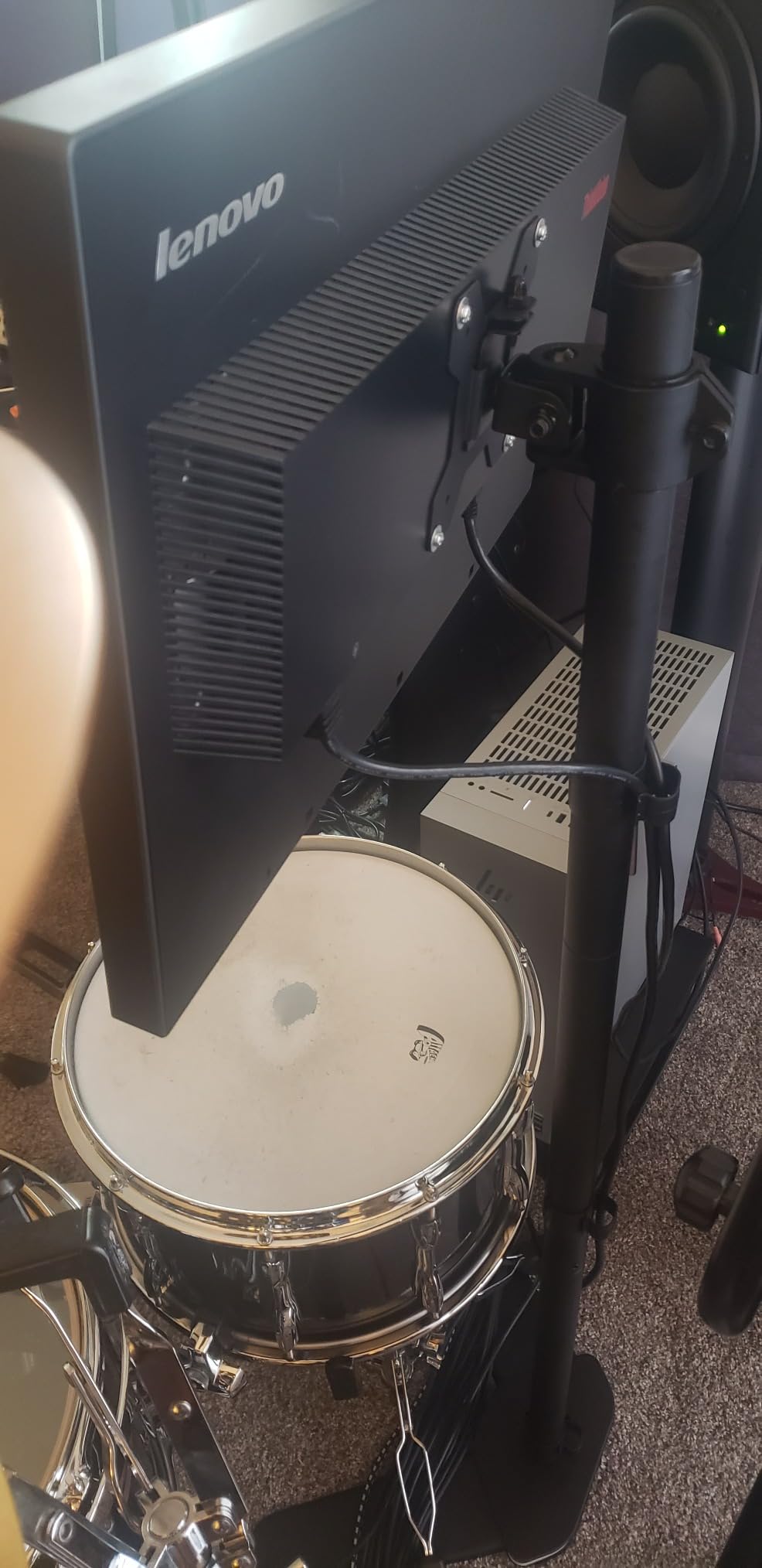 Single Tall Monitor Mount, Extra Long Computer Stand with 47 inch Pole, Floor Computer Stand, Free-Standing Monitor Desk Mount Support 13 to 27 inch Screen, 22lbs customer photo 2