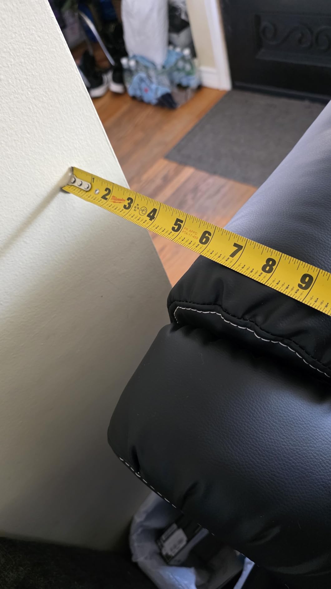 CANMOV Electric Power Recliner Chair with USB Ports and Cup Holders, Breathable Leather Home Theater Seating with Hidden Arm Storage (Black) customer photo 1