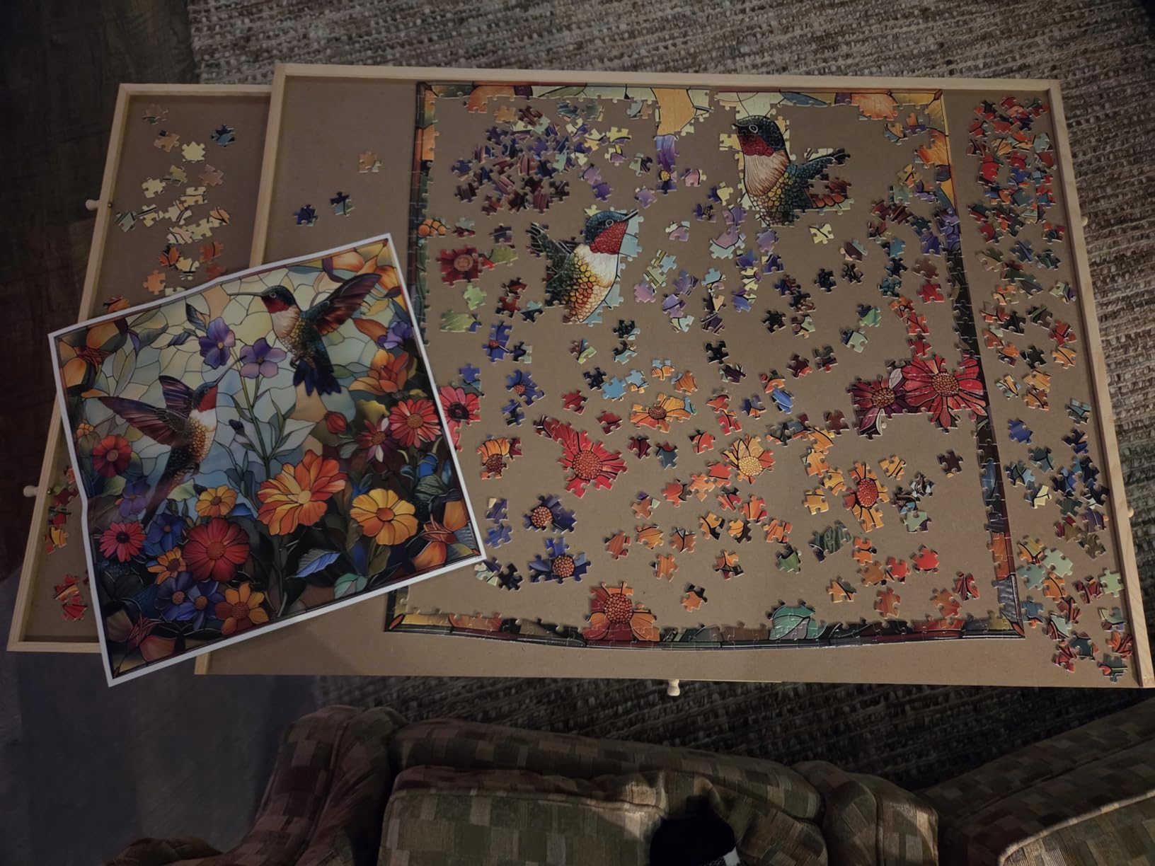 PlayVibe 1000 Piece Puzzle Board with Drawers and Cover - Portable Wooden Jigsaw Puzzle Tray with Drawers, Solve Station & Sturdy Table, Portable Outdoor Fun, Patio, Easter Gift Idea customer photo 1