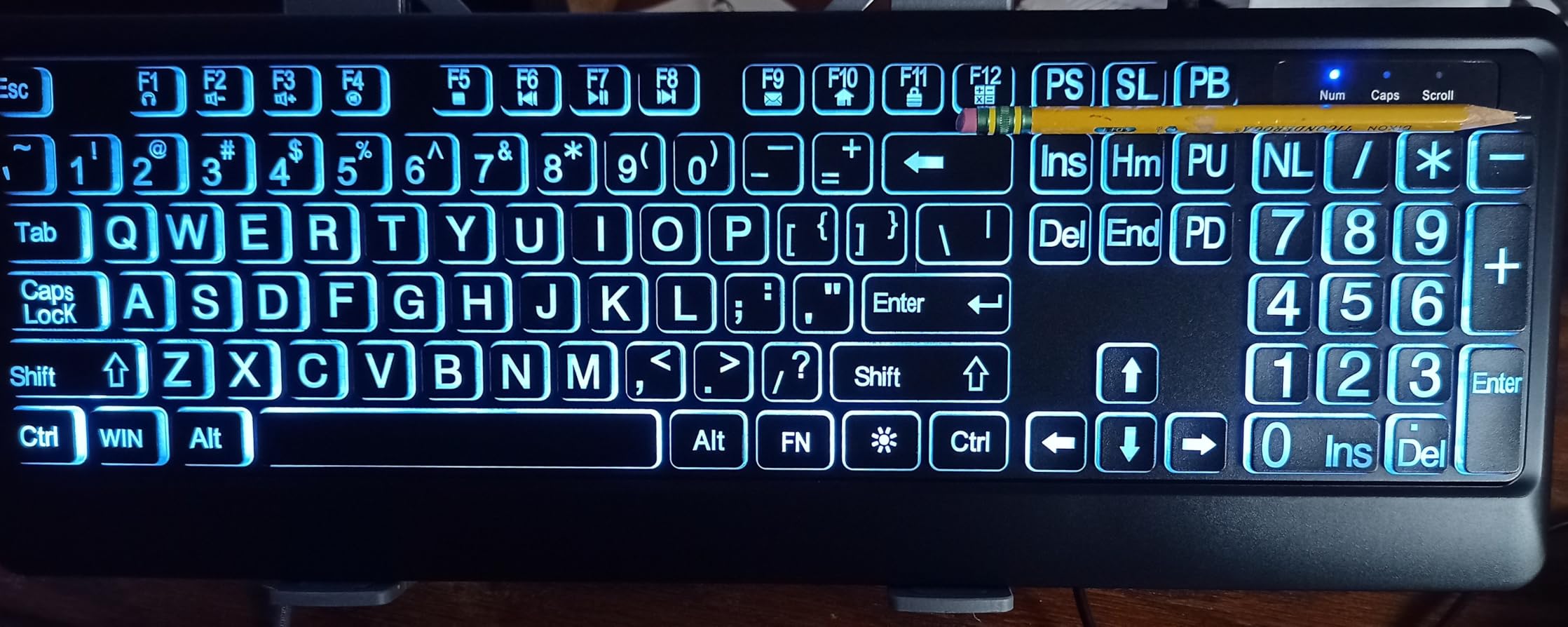 Large Print Backlit Keyboard, USB Wired Computer Keyboard, Full Size Keyboard with White Illuminated LED Compatible for Windows Desktop, Laptop, PC, Gaming, Black customer photo 2