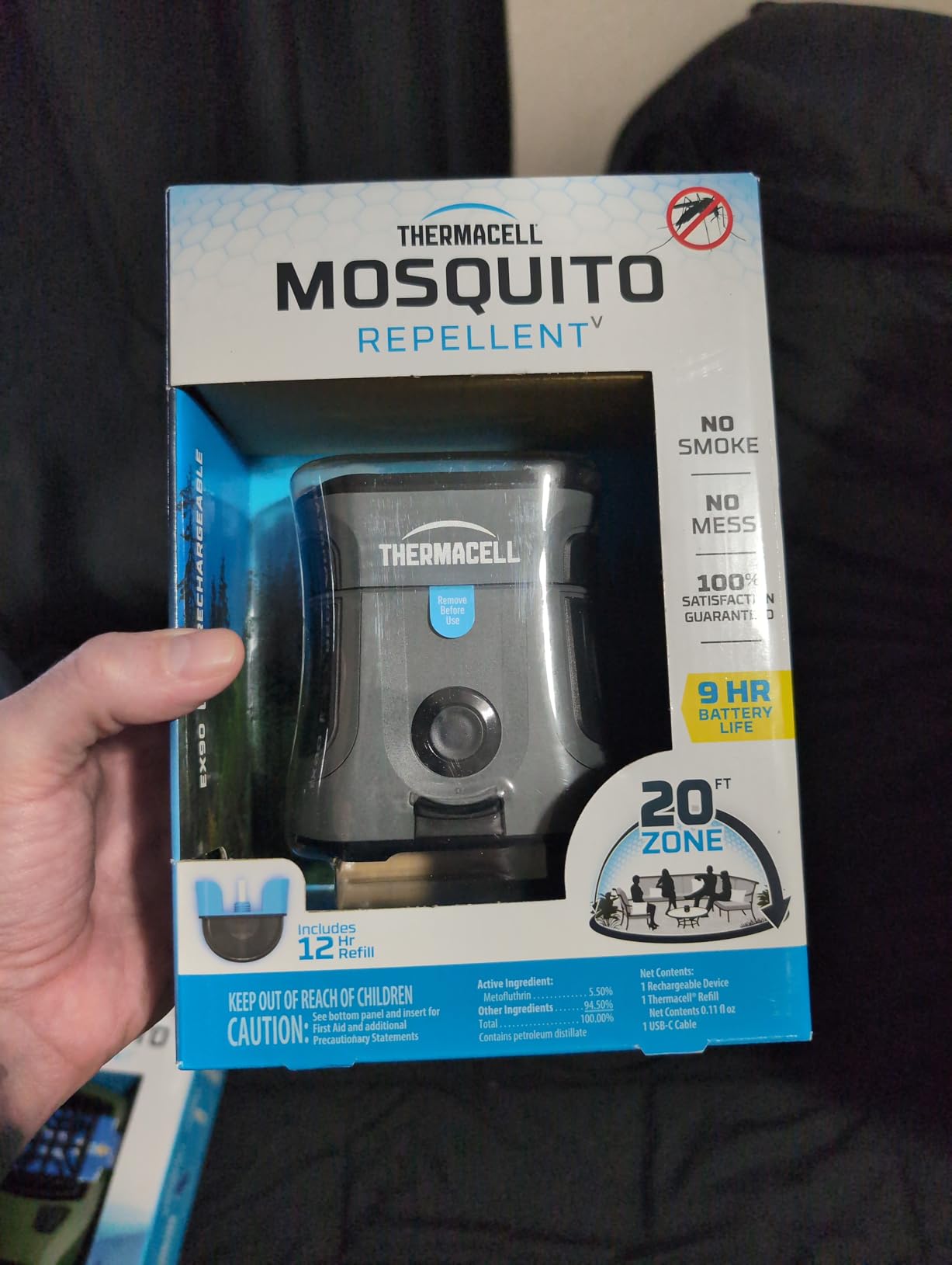 Thermacell Mosquito Repellent Rechargeable Adventure EX-Series EX90; Patio Shield with 9-Hour Battery, Includes 12-Hour Refill, Rubber Armor & Carabiner; Scent Free Bug Spray Alternative customer photo 1