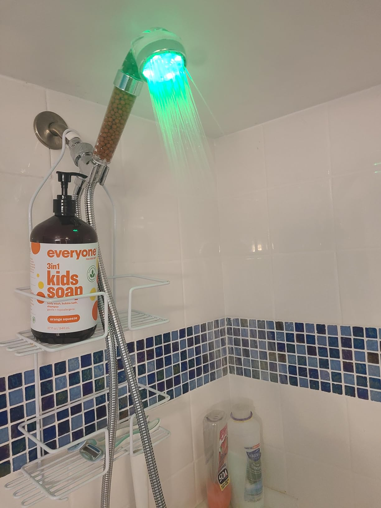 LED Shower Head with Handheld, High Pressure Shower Head with Hose, Holder & PTFE Tape etc, 3 Water Temperature-Controlled Water Saving Filtered Shower Head for Dry Hair& Skin customer photo 1