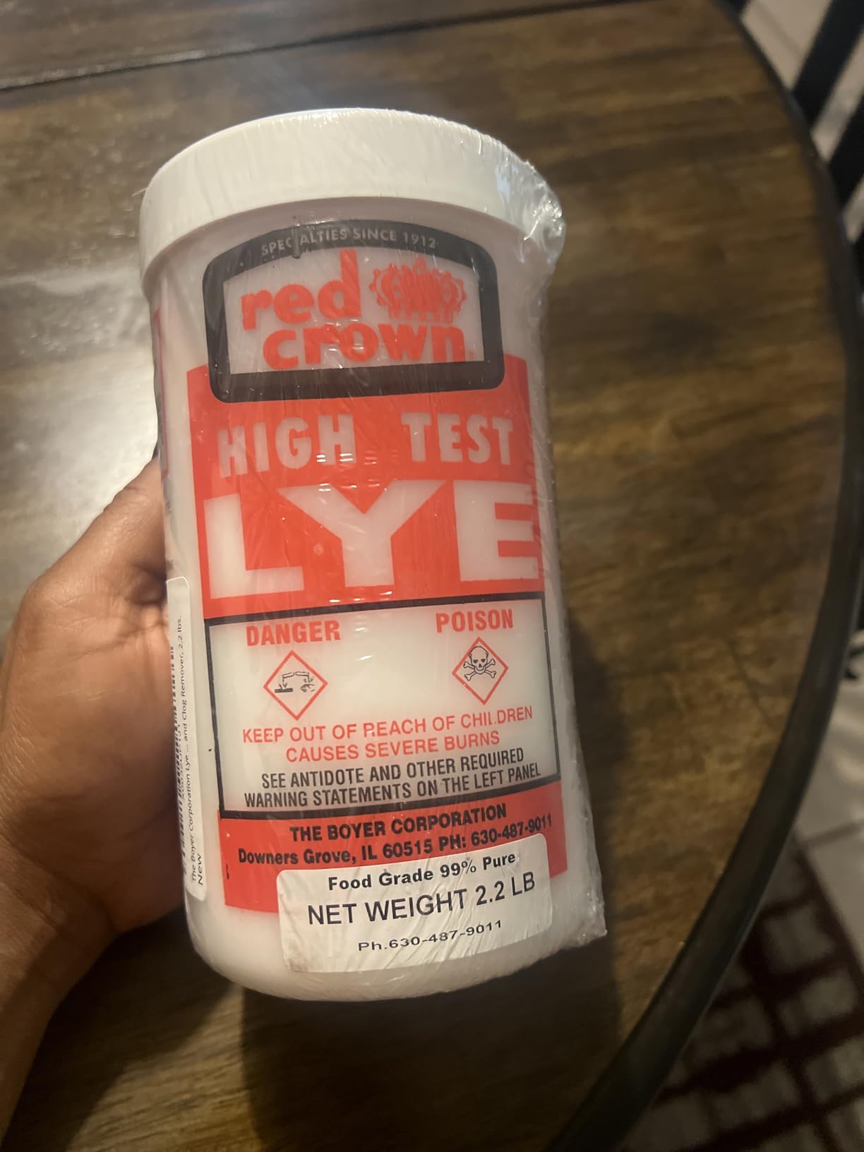 The Boyer Corporation Lye for Soap Making, Sodium Hydroxide Pure High Test Lye Food Grade, Caustic Soda, Drain Cleaner and Clog Remover, 2.2 lbs. customer photo 2