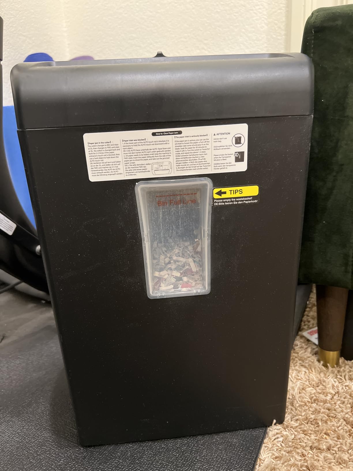 Bonsaii 10-Sheet Cross Cut Paper Shredder, 5.5 Gal Home Office Heavy Duty Shredder for Credit Card, Staple, Clip with Transparent Window(C209-D) customer photo 2