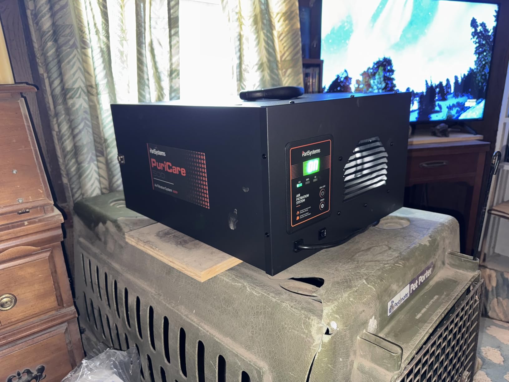 PURISYSTEMS Air Filtration System 3-Speed Remote, Built-in Ionizer, PuriCare 500IG Hanging Air Filter w/RF Remote for Woodworking, Garage and Shop Dust Collector, up to 500 sq. ft (350/450/500 CFM) customer photo 1