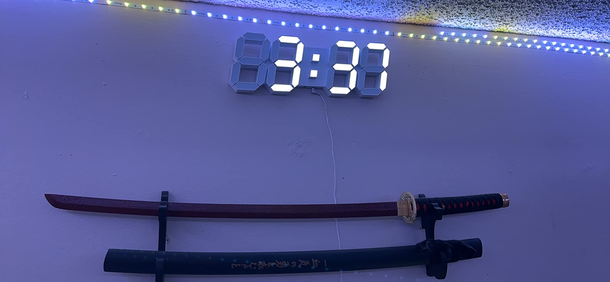 EDUP HOME 3D LED Neon Digital Desk Wall Alarm Clock RGB Night Light 7 Colors 9.7