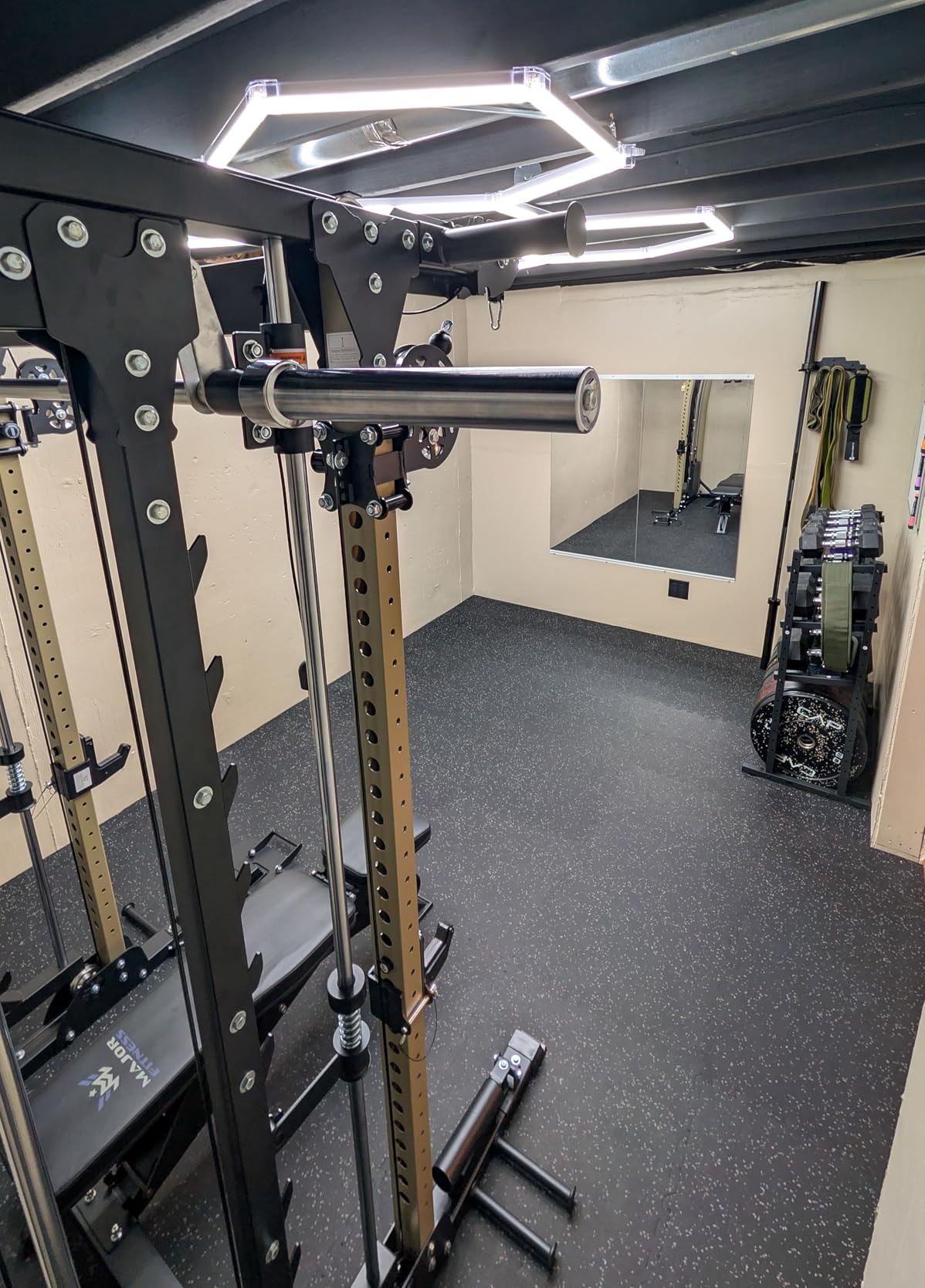 SUPERJARE 0.56'' Thick 12 Pcs 48 Sq Ft Rubber Top Exercise Equipment Mats, High Density EVA Foam Mats with Rubber Top, Interlocking Gym Flooring for Home Gym, Protective Workout Mat, Black/Grey customer photo 1