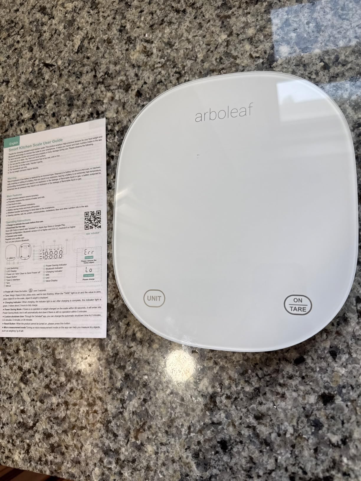 Arboleaf Smart Food Kitchen Scale, 22lb Digital Food Scale with Nutritional Calculator, USB Rechargeable, Smart Weighing with App for Macro, Keto, Calorie, Cooking, Grams and Ounces, 0.1oz/0.5g, White customer photo 2