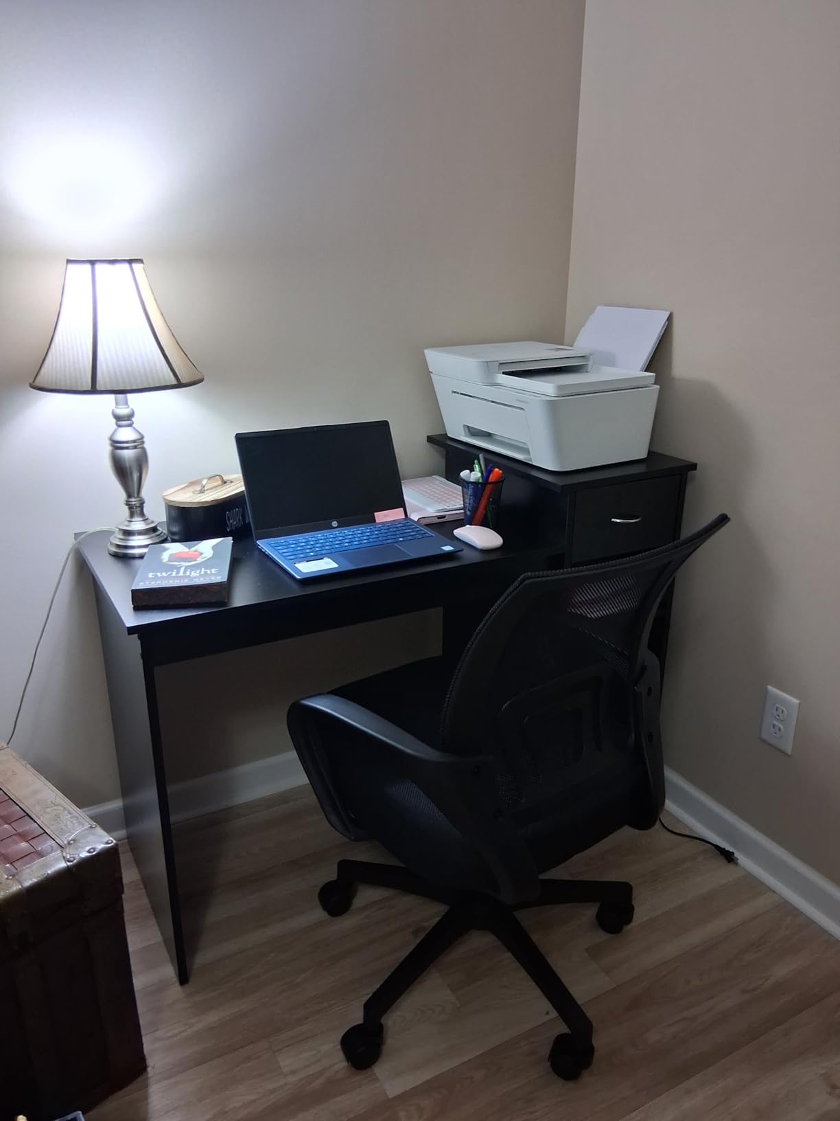 Yaheetech Home Office Computer Desk & Chair Set, 44 Inch Computer Desk with Drawer & Mesh Ergonomic Height Adjustable Office Chair, White & Black customer photo 2