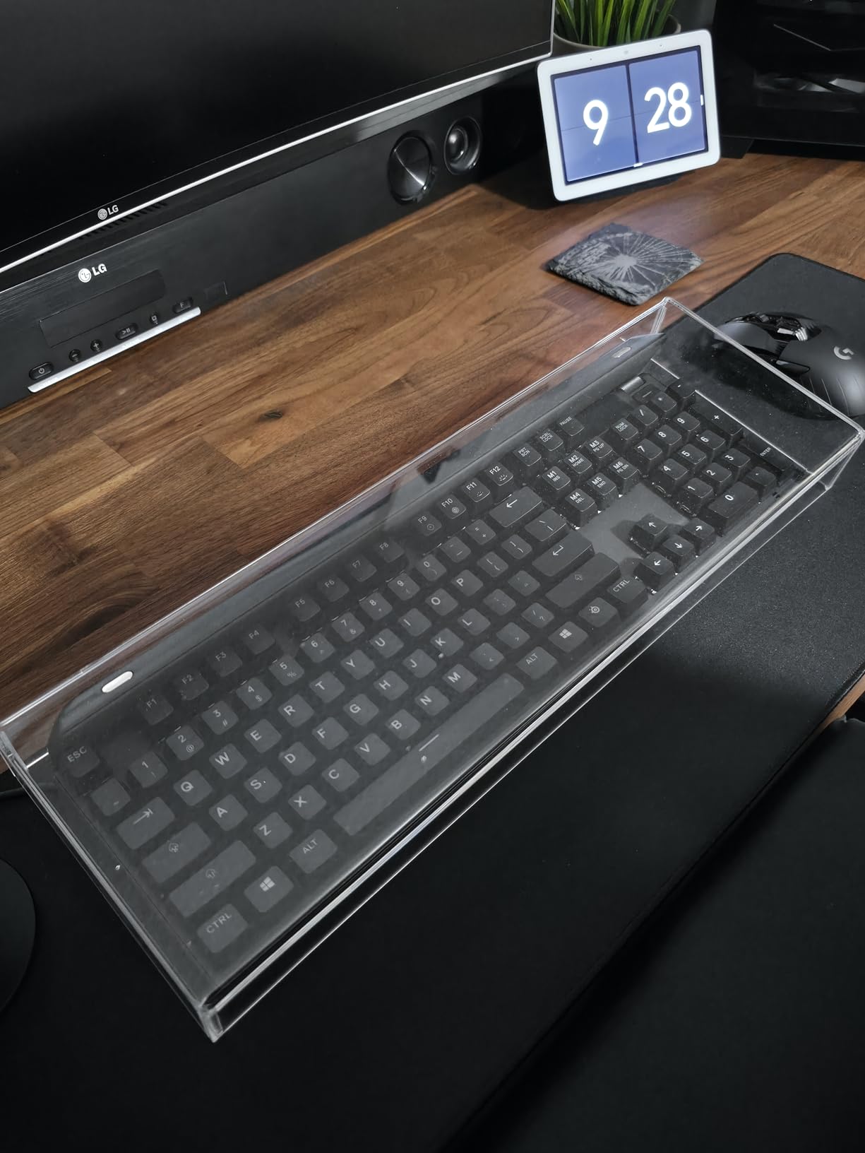 Cabilock Acrylic Keyboard Cover Protector 18.7X5.9X1.9 Inch Full Size Clear Keyboard Dust Cover for Desktop Waterproof Spill Resistant Skin for Easy Cleaning customer photo 1