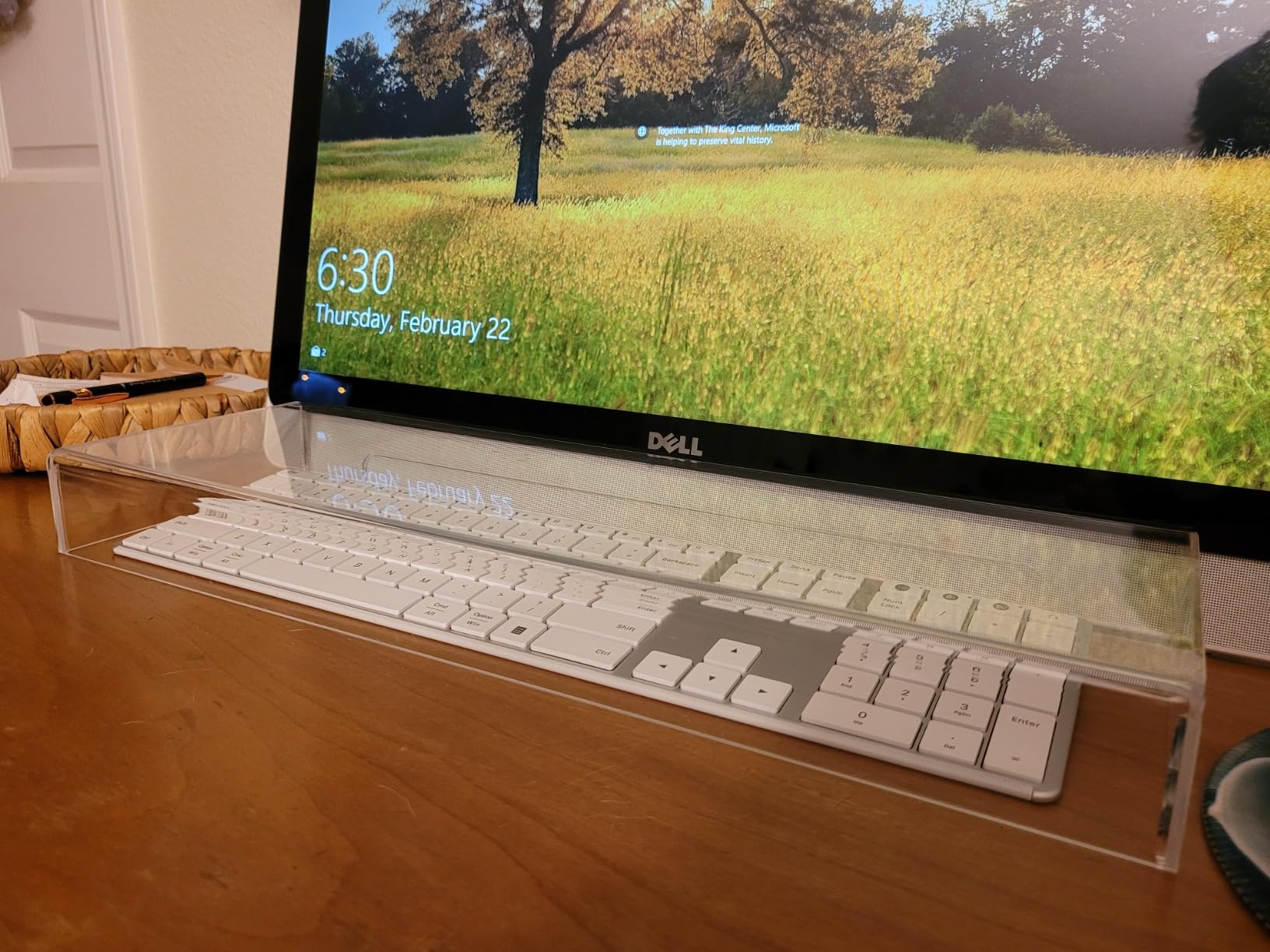 Cabilock Acrylic Keyboard Cover Protector 18.7X5.9X1.9 Inch Full Size Clear Keyboard Dust Cover for Desktop Waterproof Spill Resistant Skin for Easy Cleaning customer photo 2