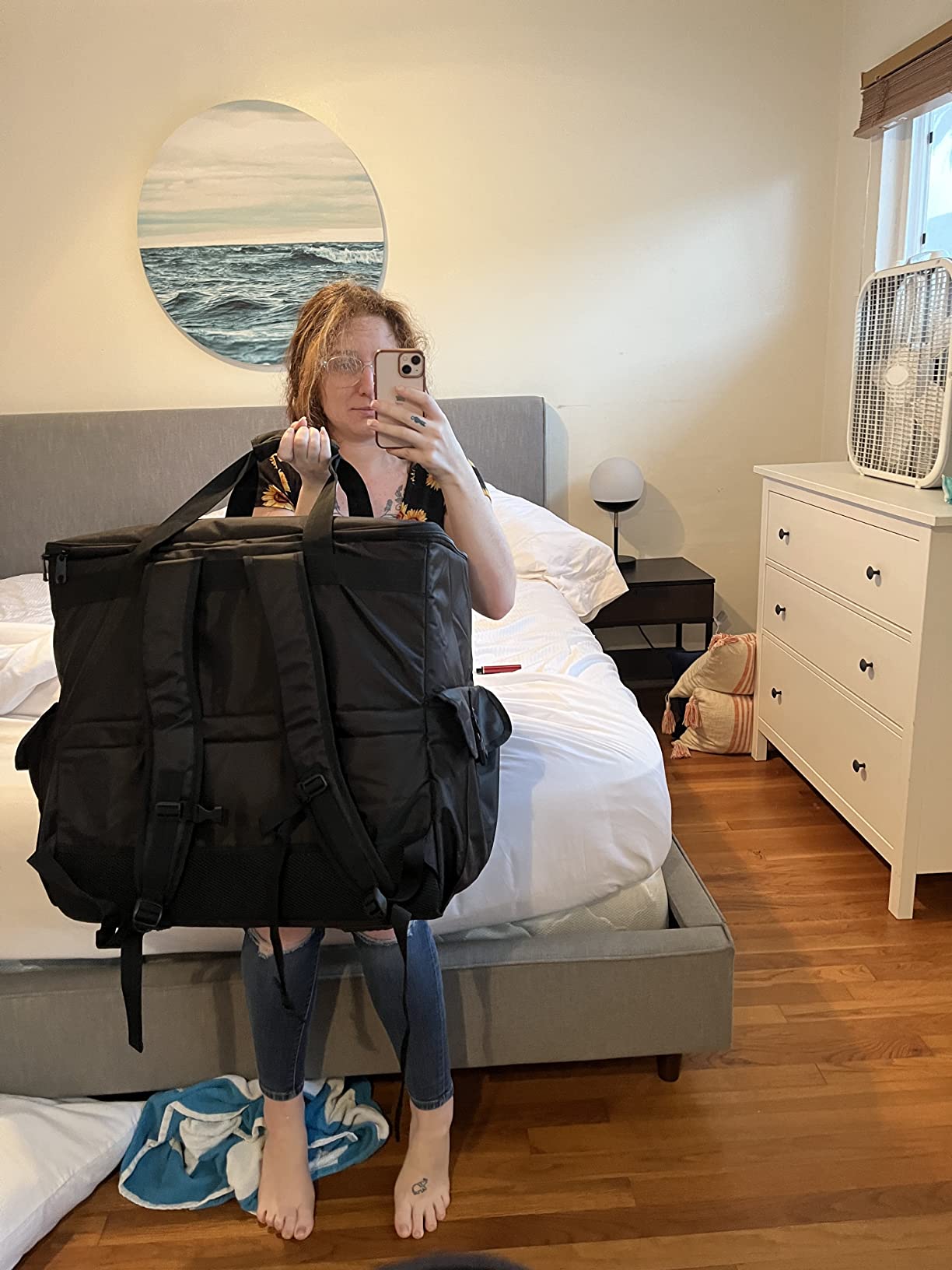 Trunab Computer Desktop Tower Carrying Case Compatible with ATX/M-ATX mainframe chassis, PC Backpack for Computer Main Processor Case, Keyboard, Cable and Mouse, Earphone, Bag Only, Black customer photo 2