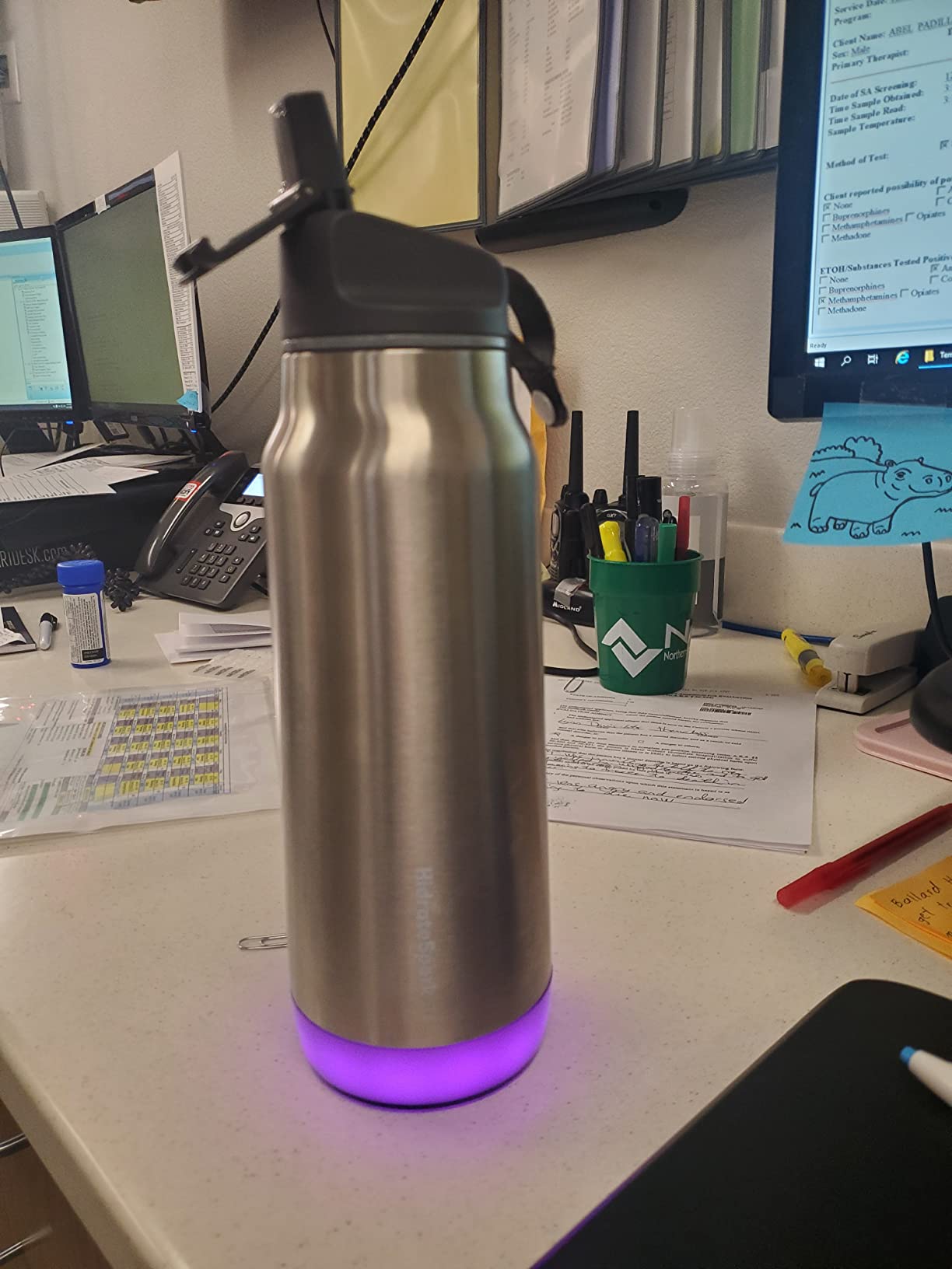 Hidrate Spark PRO Smart Water Bottle - Insulated Stainless Steel - Tracks Water Intake with Bluetooth, LED Glow Reminder When You Need to Drink - Straw Lid, 32oz, Brushed Steel customer photo 2