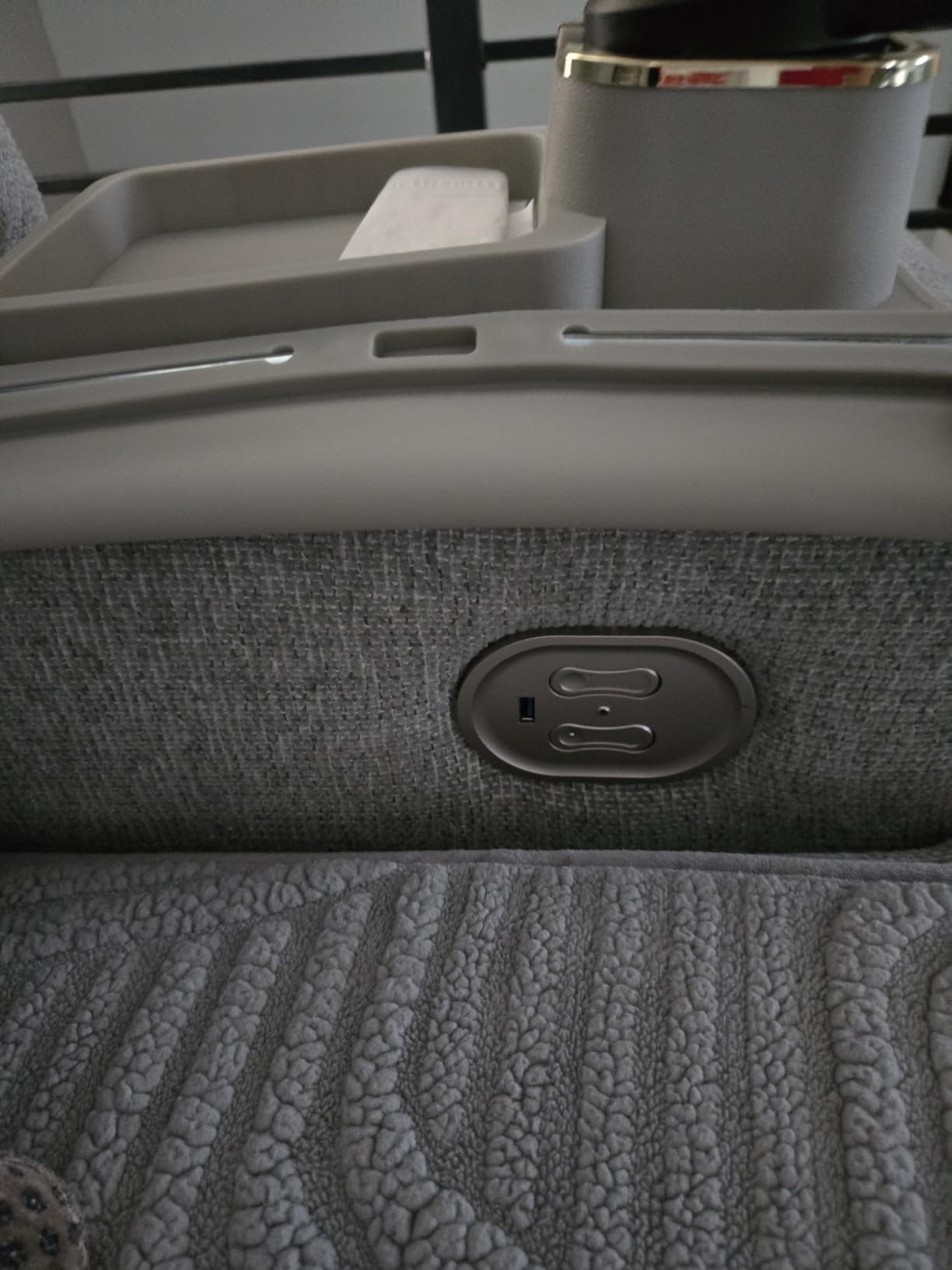 Couch Cup Holder Tray, Elimiko Silicone Anti-Spill and Anti-Slip Couch Drink Holder, Strong and Weighted Phone/Remote/Snacks Sofa Cup Holder (Griege) customer photo 2